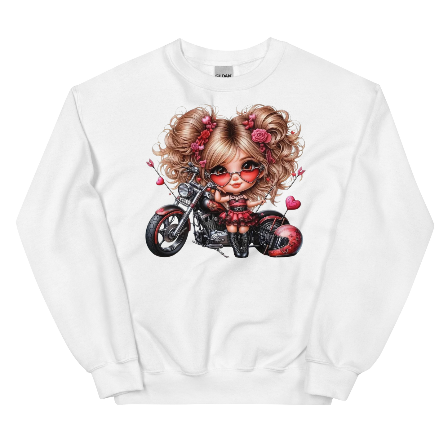 Valentine's Biker Babe Women's Sweatshirt Physical Sweatshirt Style-Junction Custom Designs & Prints