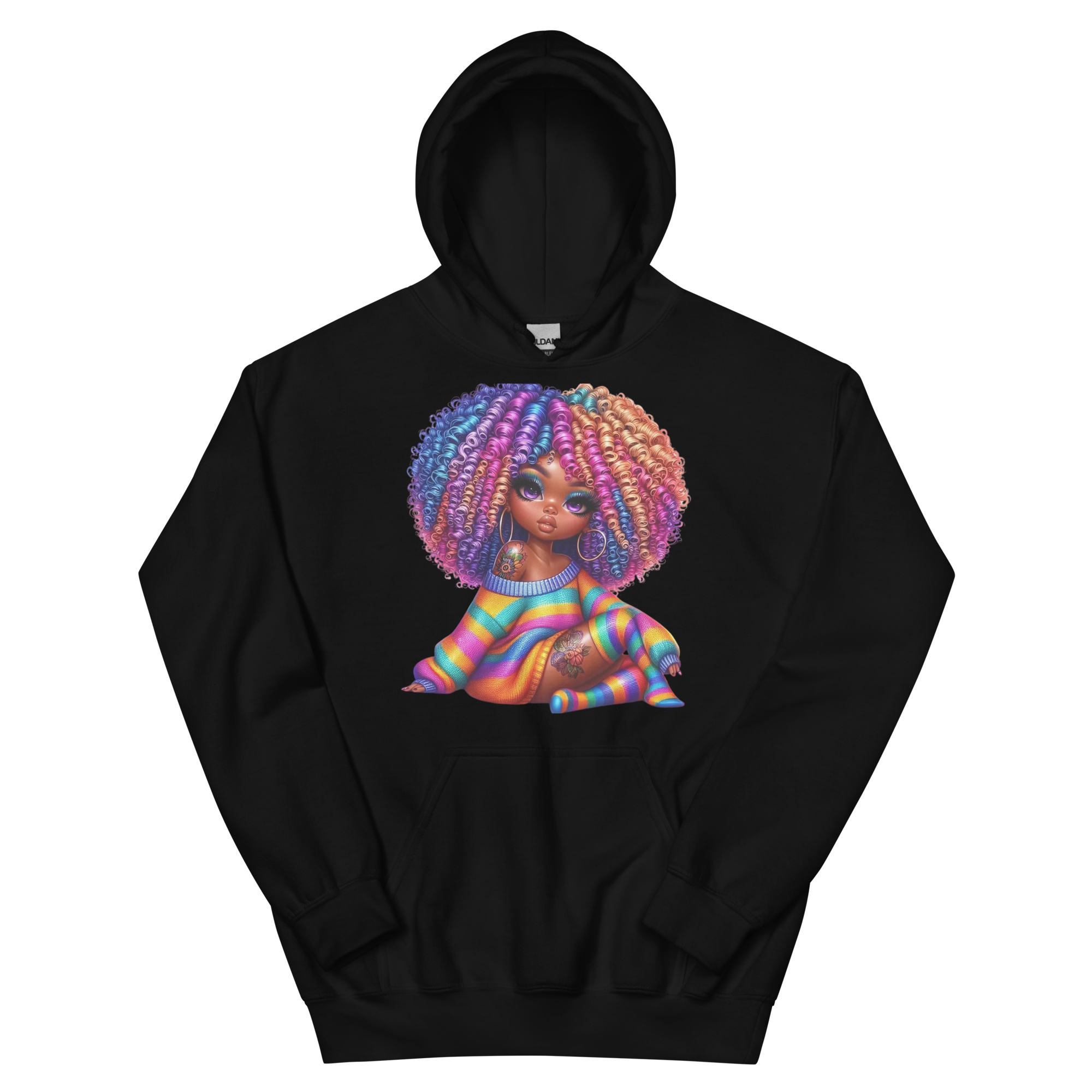 Beautiful Rainbow Girl Design | Women’s Custom Hoodie Physical Hoodie Style-Junction Black S 