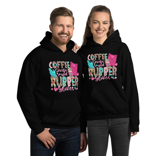 Coffee Scrubs and Rubber Gloves Unisex Custom Hoodie – Cozy & Stylish Physical Hoodie Style-Junction Black S