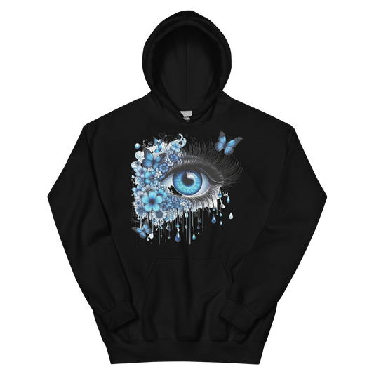 Tears of Blue Elegance Unisex Hoodie - Premium Cotton and Polyester Blend for Ultimate Comfort Physical Hoodie Style-Junction Black S