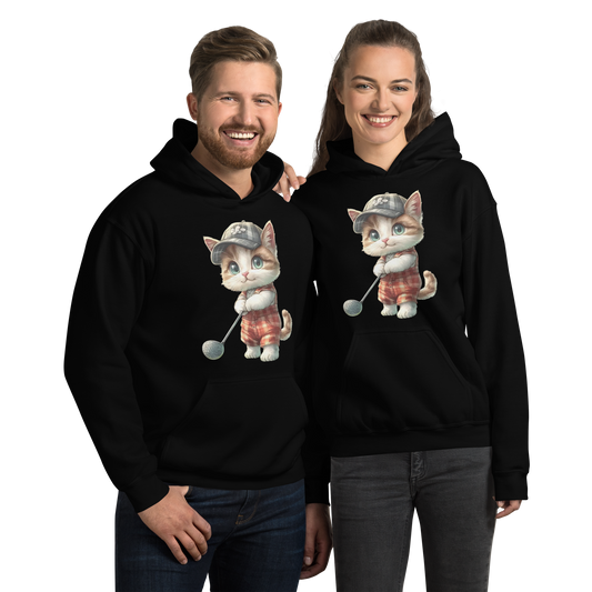 Golfing Kitty Charm Unisex Hoodie - Comfortable and Stylish Hoodie for All Seasons Physical Hoodie Style-Junction Black S