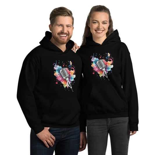 Vibrant Musical Microphone Art Unisex Hoodie Physical Hoodie Style-Junction Black S