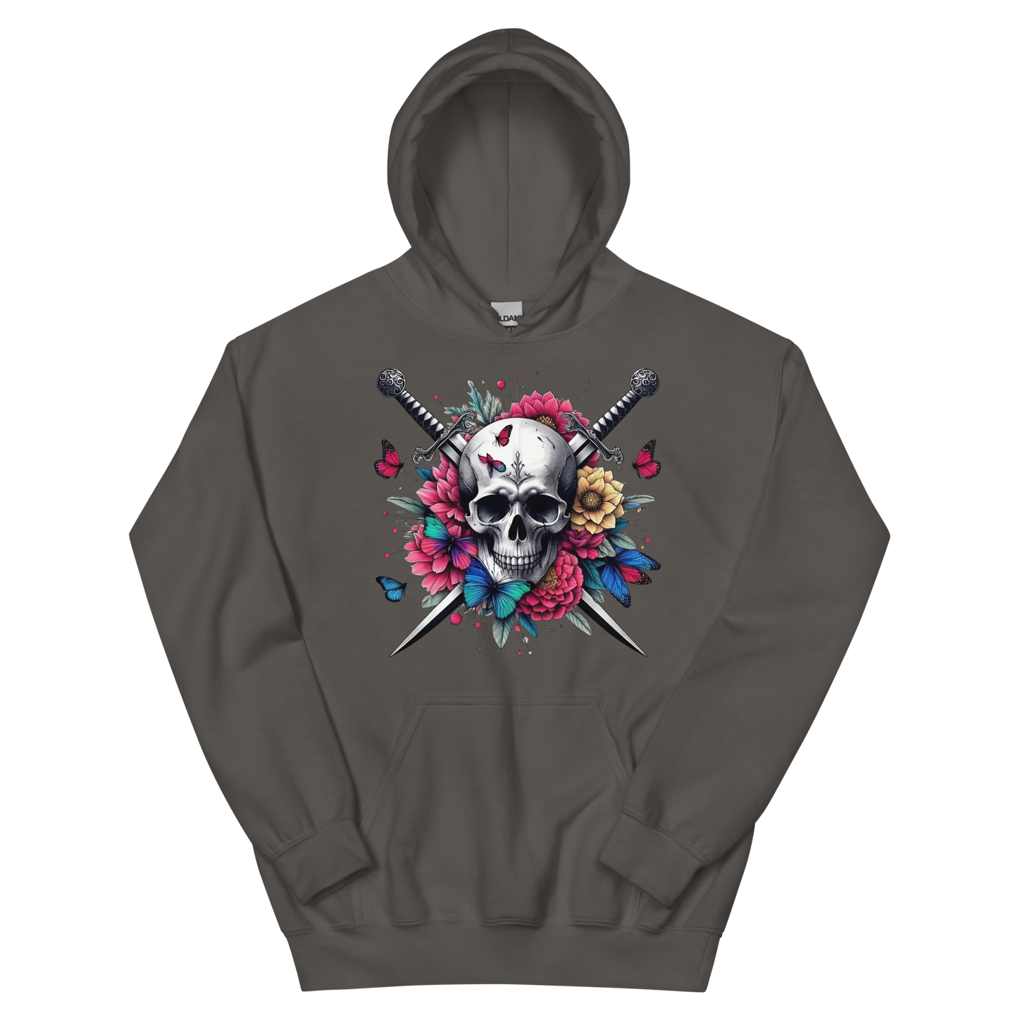 Skull & Swords Men's Hoodie Physical Hoodie Style-Junction Custom Designs & Prints Charcoal S