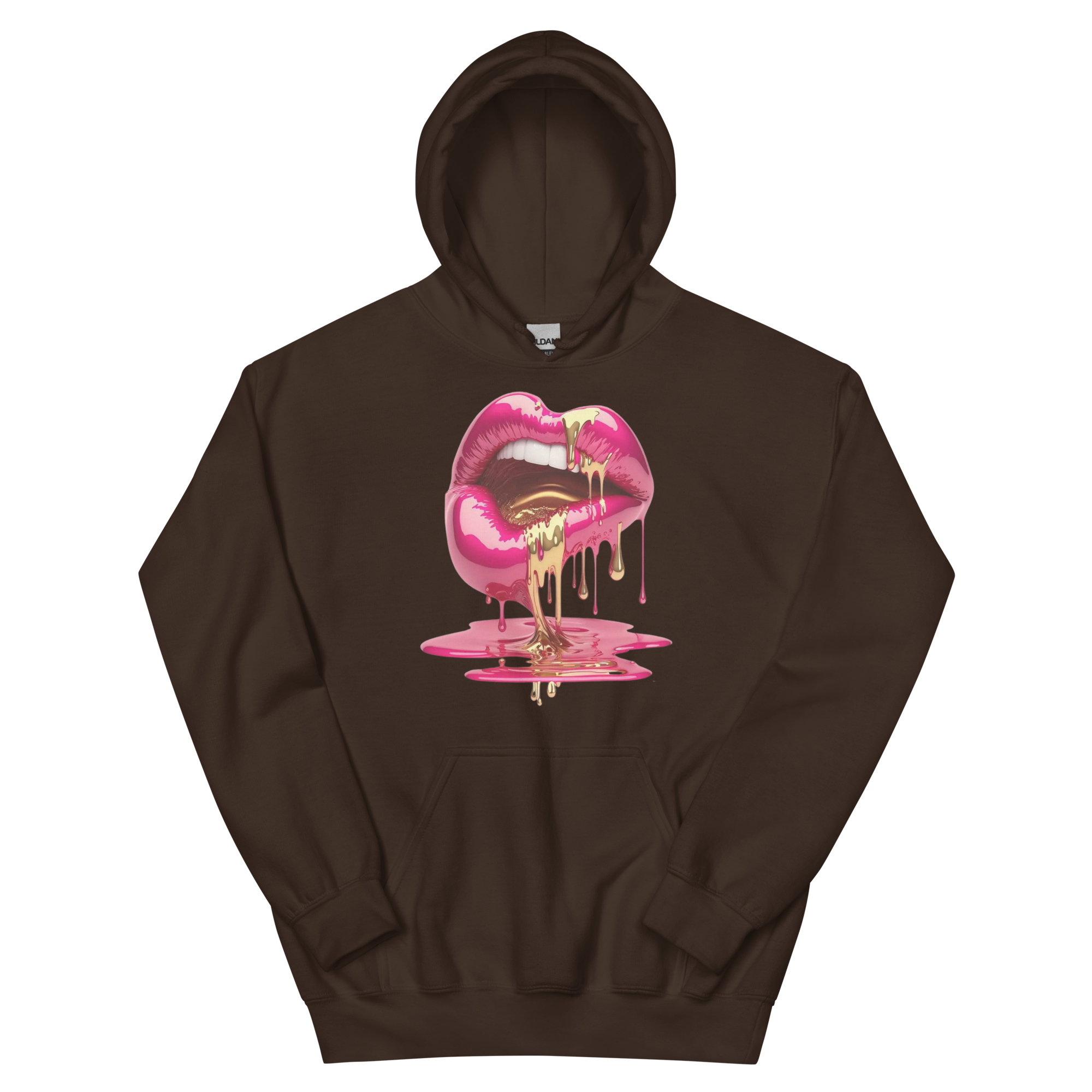 Dripping Lips Custom Design Unisex Hoodie Physical Hoodie Style-Junction Dark Chocolate S 