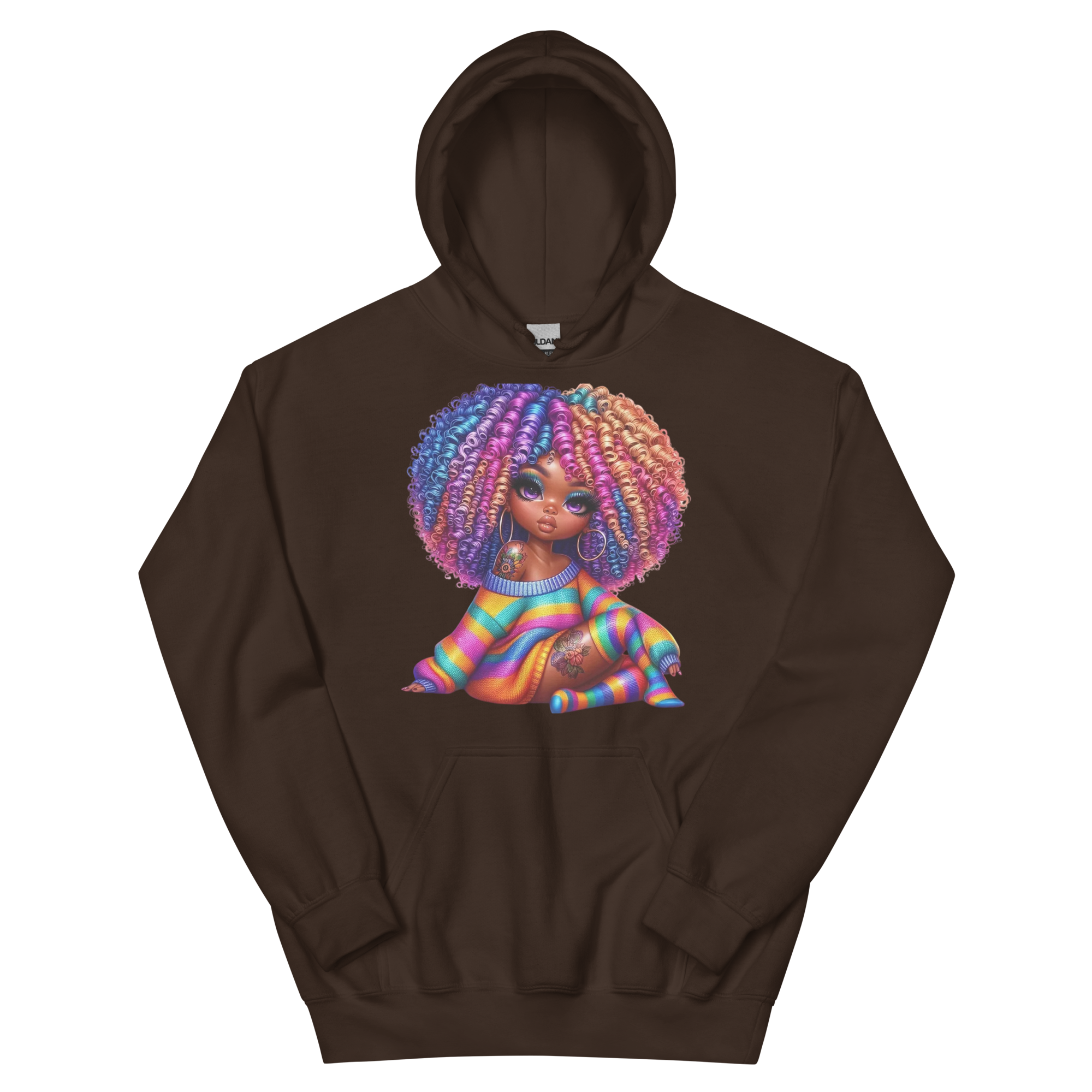 Beautiful Rainbow Girl Design | Women’s Custom Hoodie Physical Hoodie Style-Junction Dark Chocolate S 