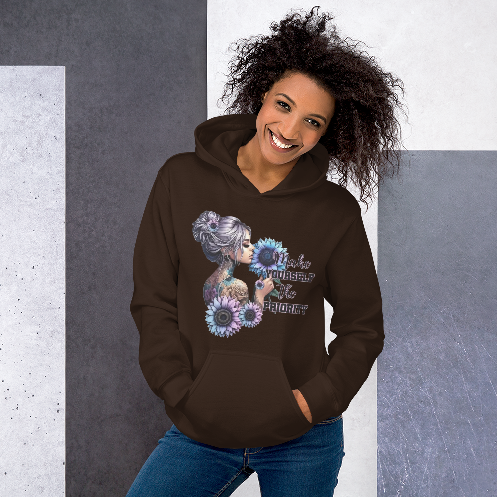 Make Yourself The Priority Hoodie - Women's Go-To for Cooler Evenings Physical Hoodie Style-Junction Dark Chocolate S