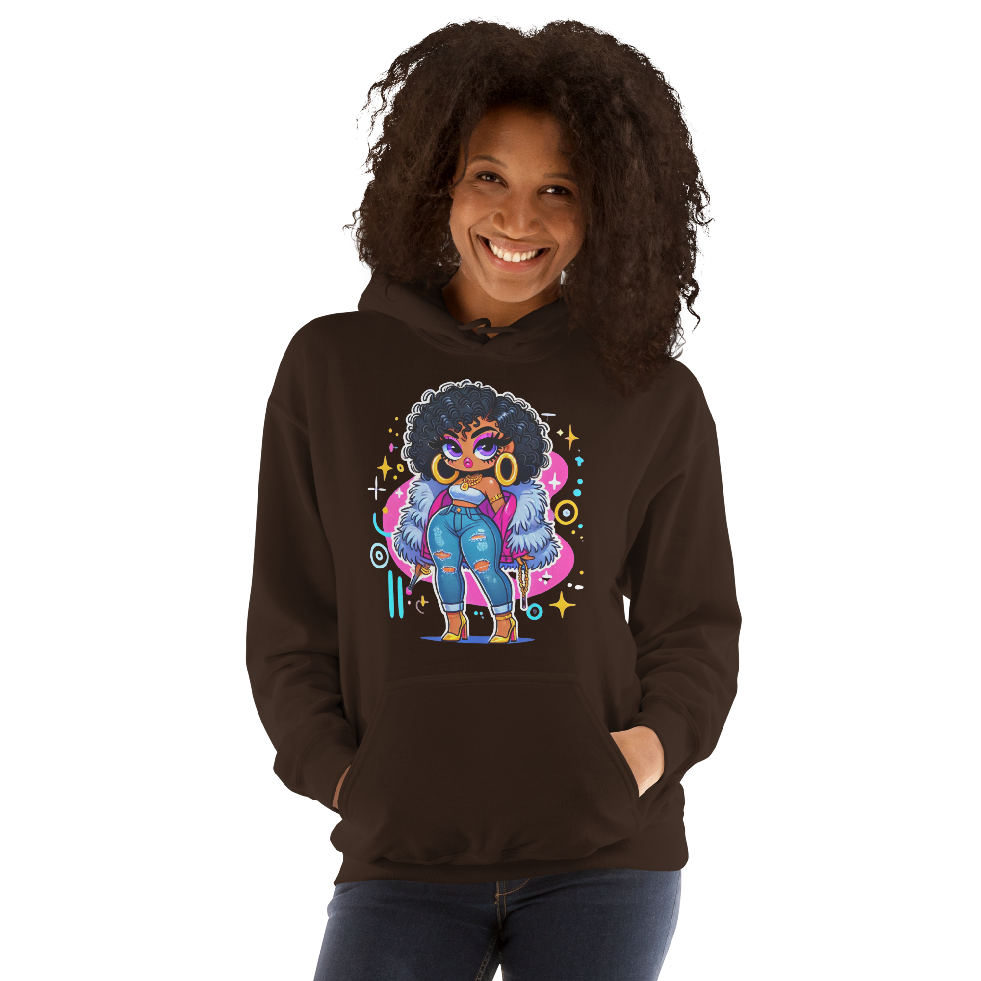 Fierce Diva Luxe Women's Hoodie Physical Hoodie Style-Junction Custom Designs & Prints Dark Chocolate S