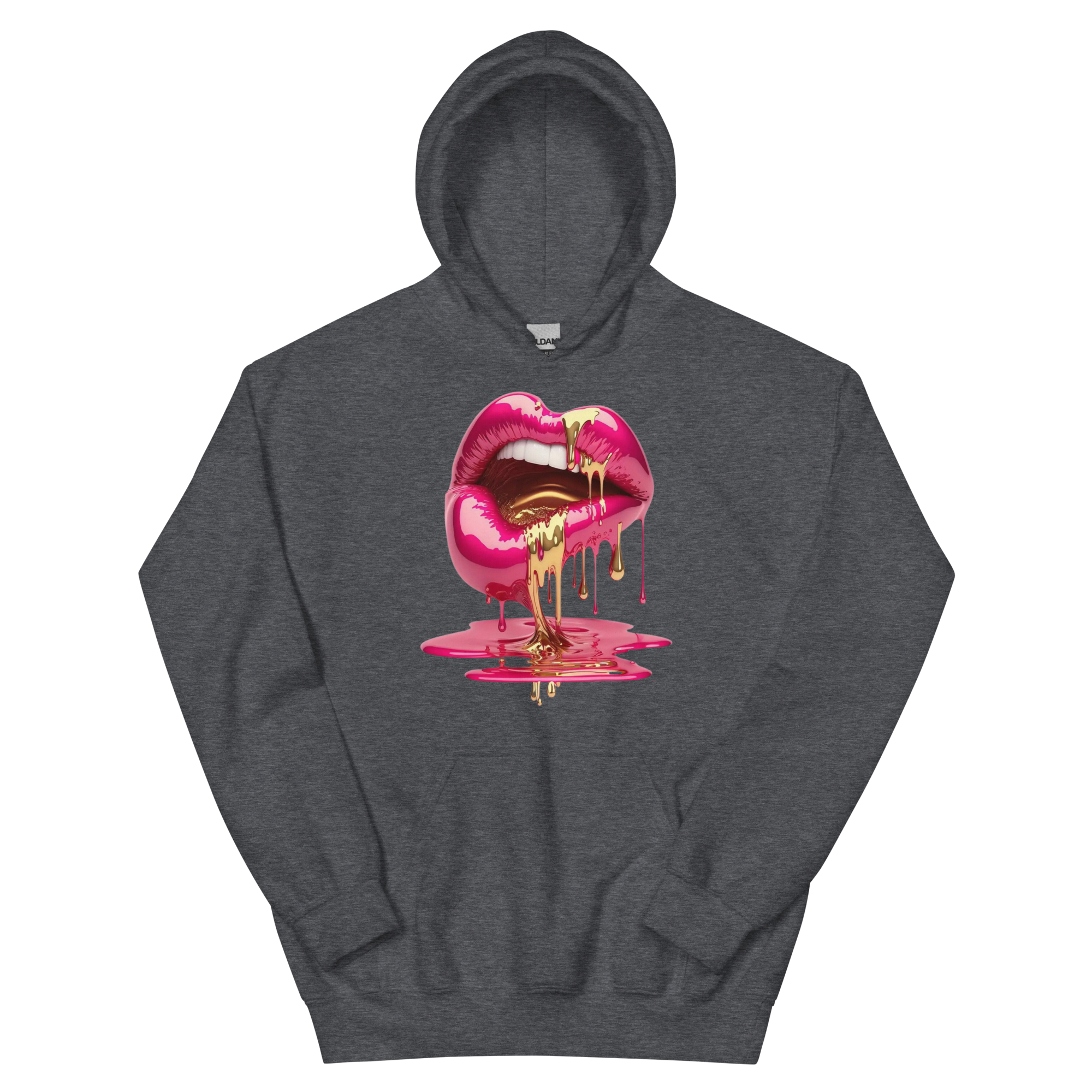 Dripping Lips Custom Design Unisex Hoodie Physical Hoodie Style-Junction Dark Heather S 