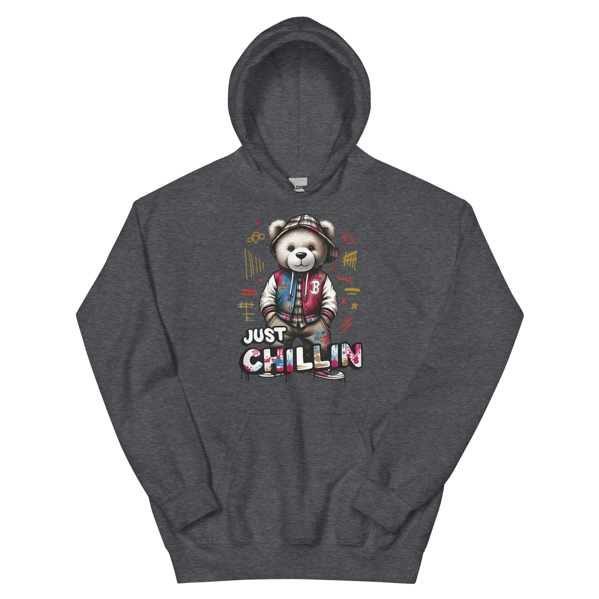 Just Chillin Bear Custom Design Unisex Hoodie Physical Hoodie Style-Junction Dark Heather S 