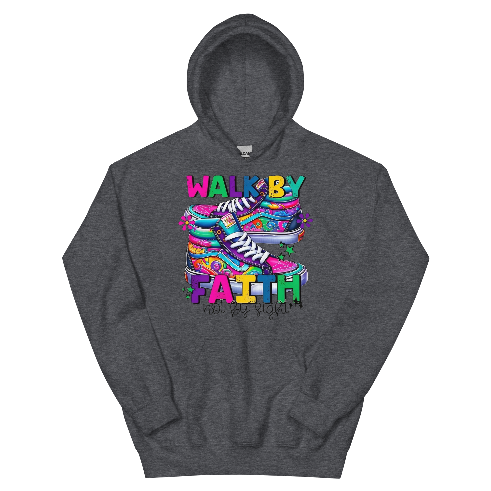 Walk By Faith Custom Design Unisex Hoodie Physical Hoodie Style-Junction Dark Heather S 