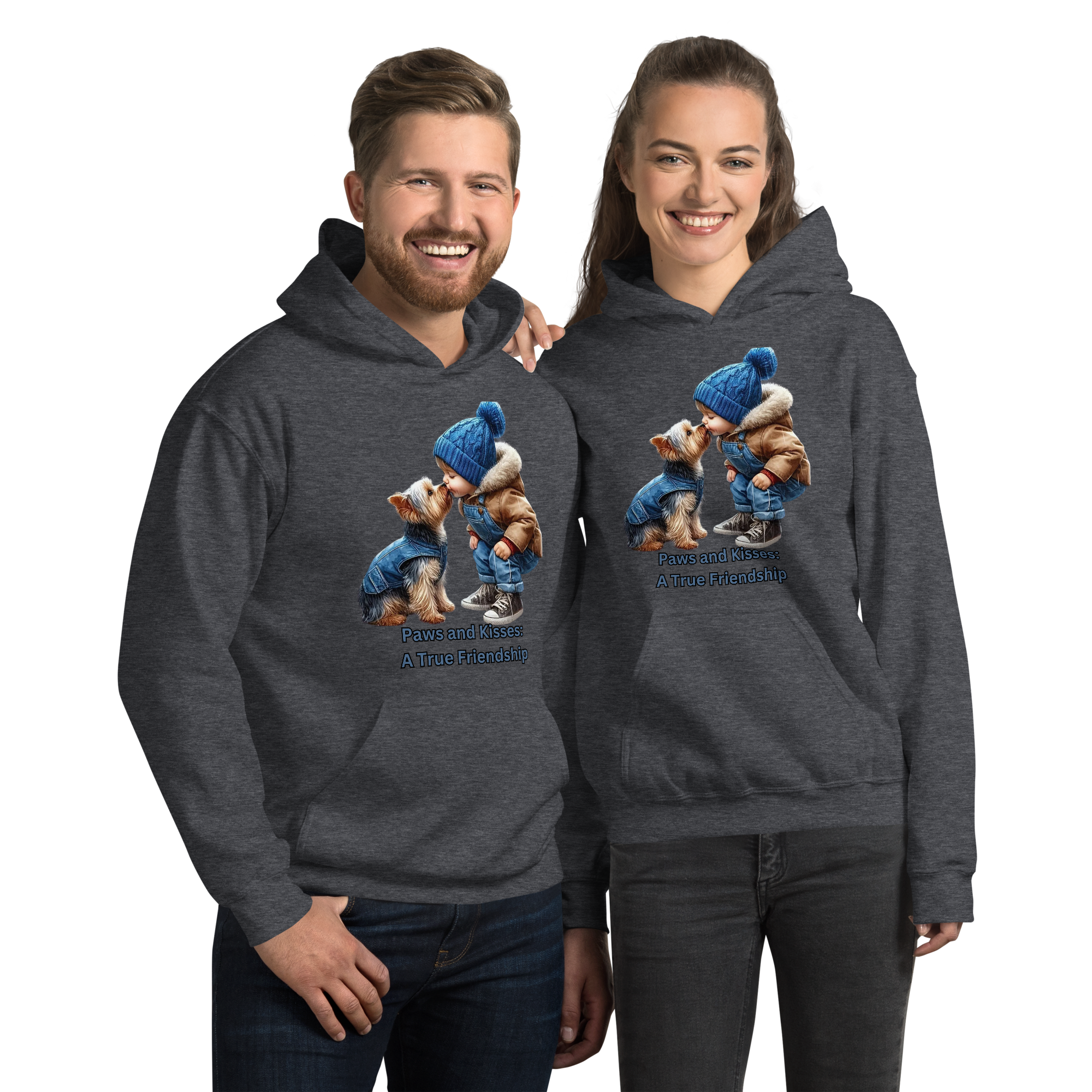 Paws and Kisses Unisex Custom Hoodie Physical Hoodie Style-Junction Dark Heather S 