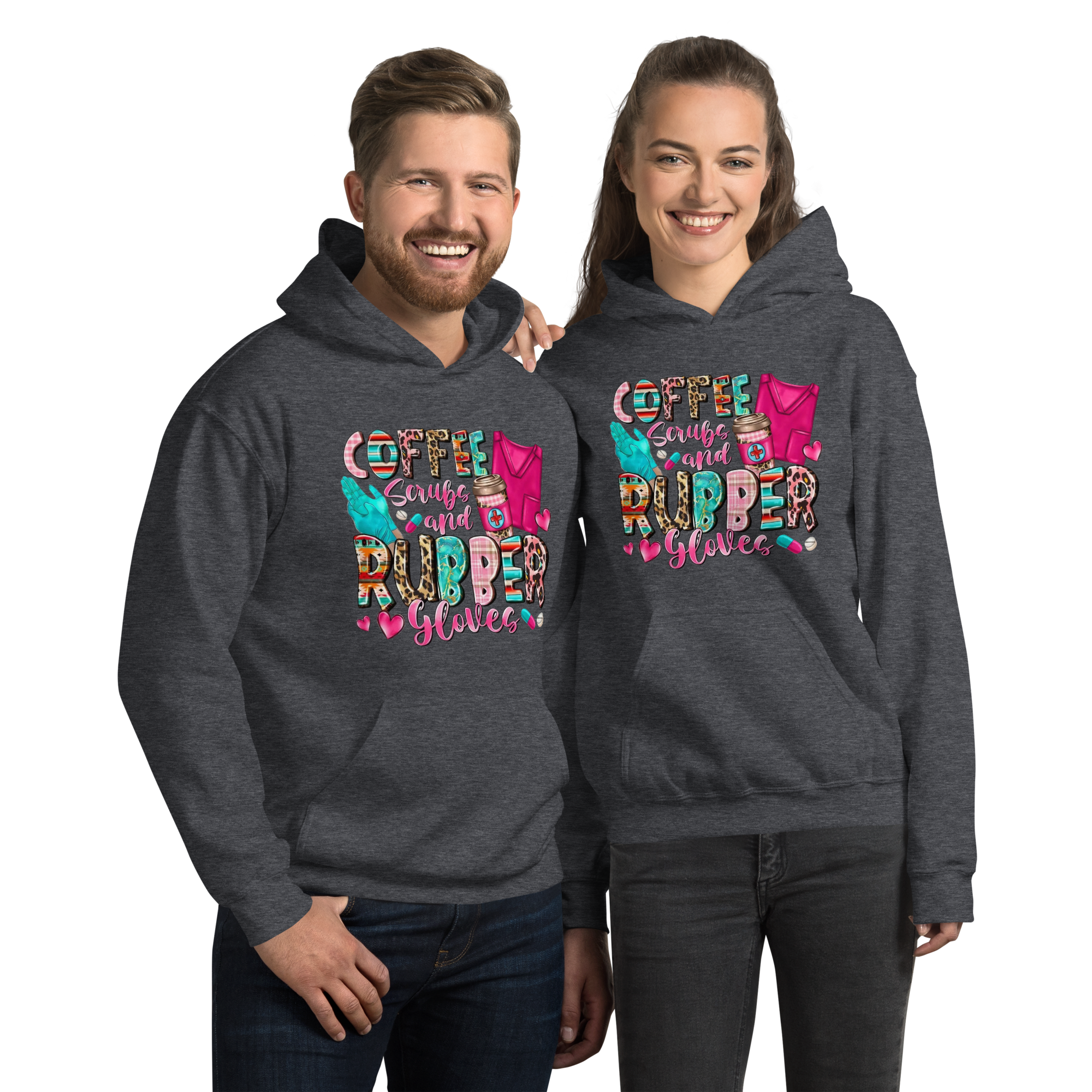 Coffee Scrubs and Rubber Gloves Unisex Custom Hoodie Physical Hoodie Style-Junction Dark Heather S