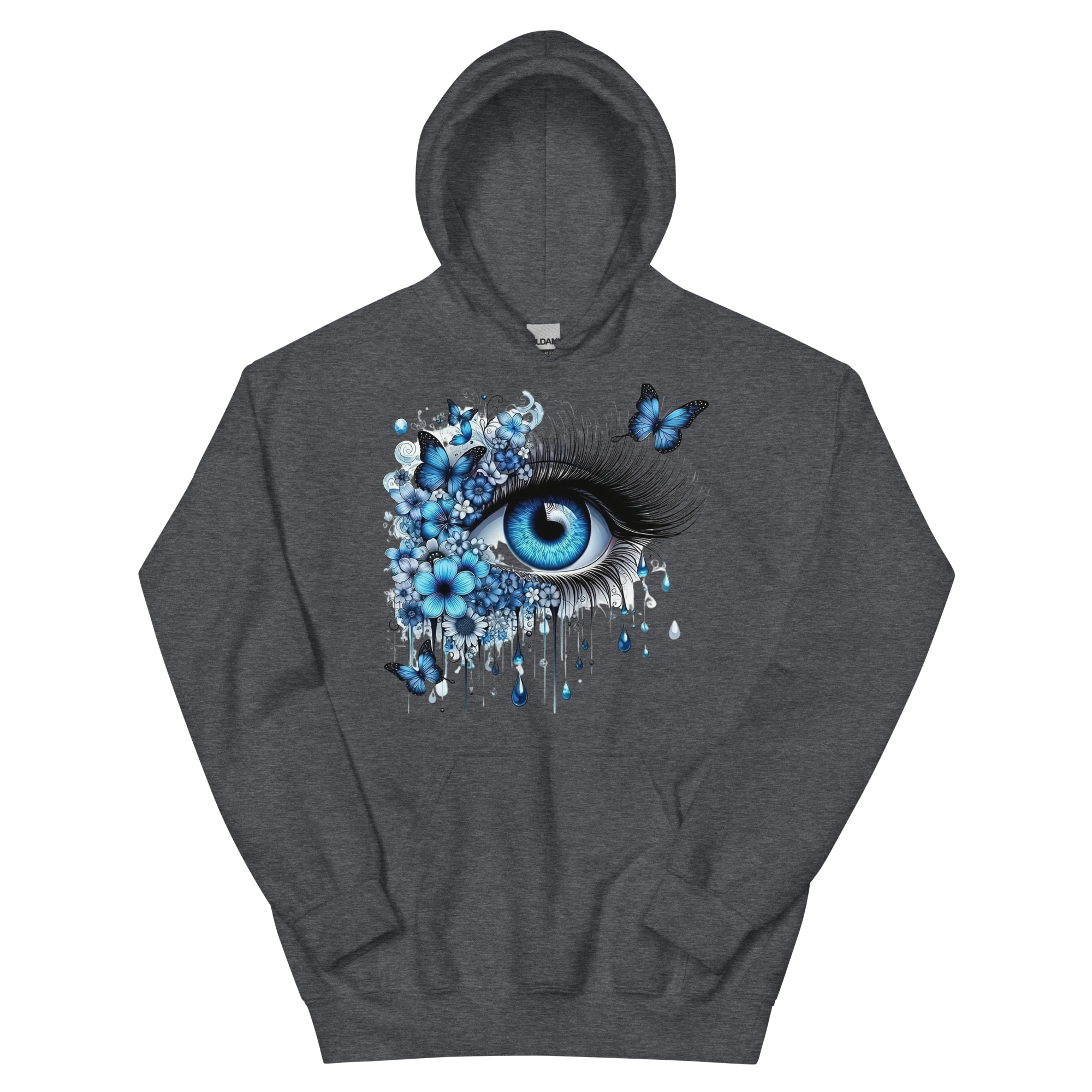 Tears of Blue Elegance Unisex Hoodie - Premium Cotton and Polyester Blend for Ultimate Comfort Physical Hoodie Style-Junction Dark Heather S