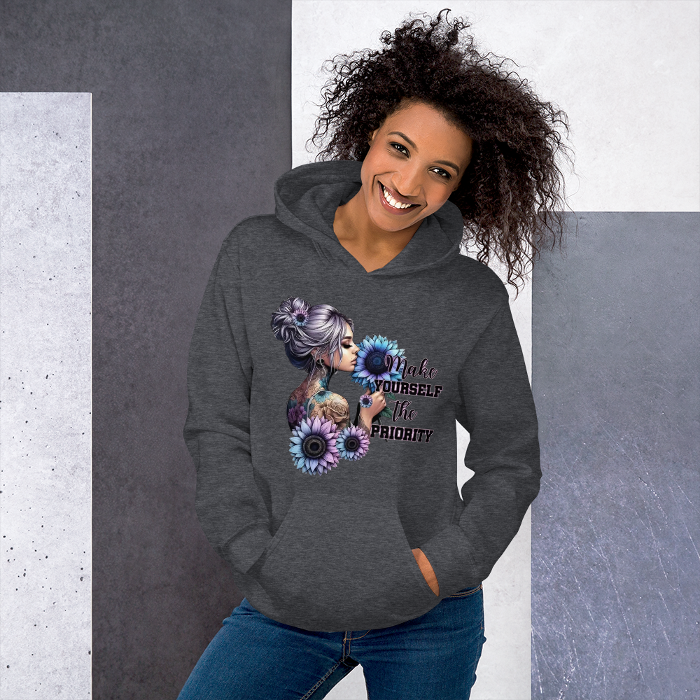 Make Yourself The Priority Hoodie - Women's Go-To for Cooler Evenings Physical Hoodie Style-Junction Dark Heather S