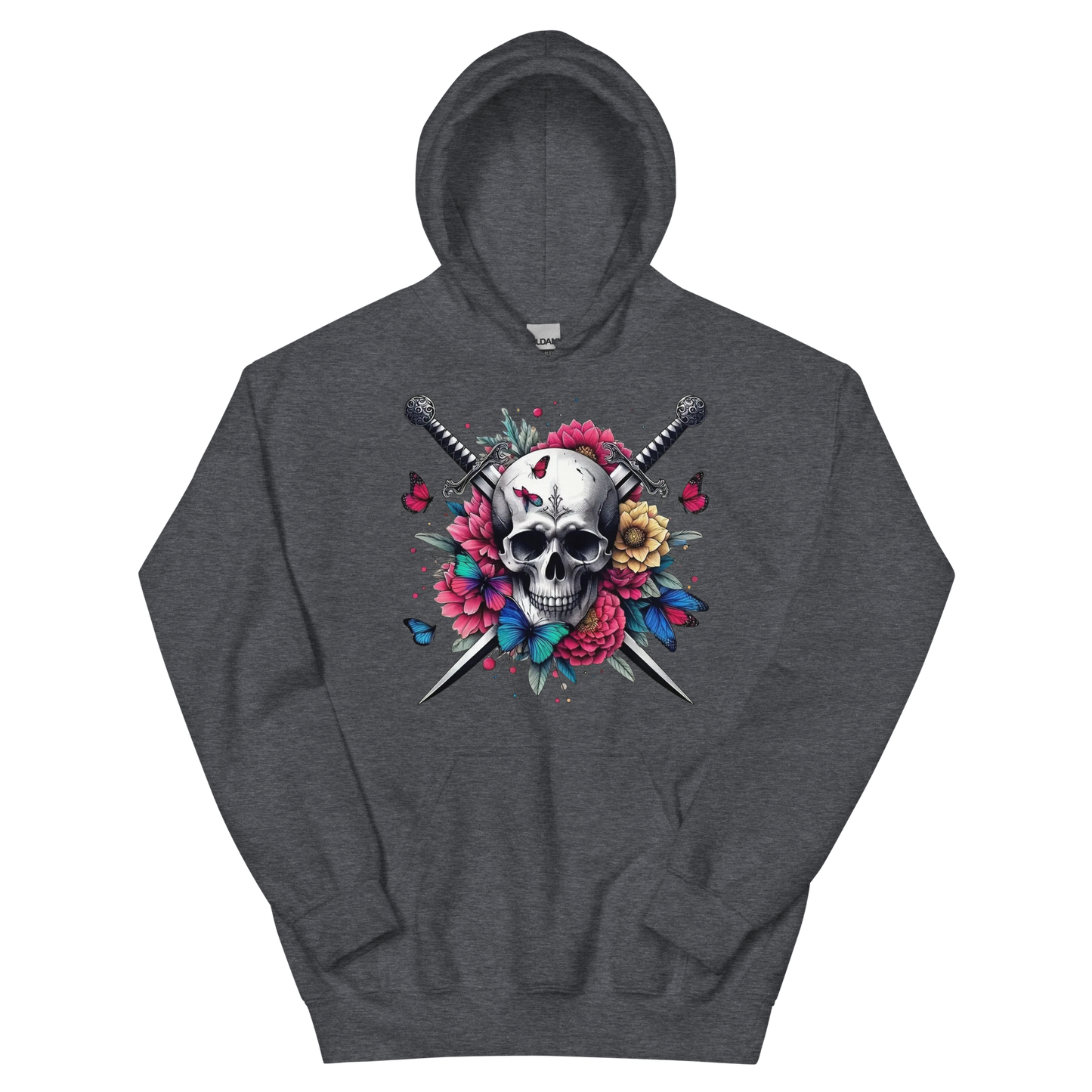 Skull & Swords Men's Hoodie Physical Hoodie Style-Junction Custom Designs & Prints Dark Heather S