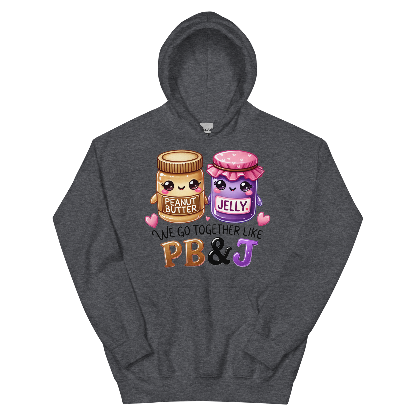 We Go Together Like PB & J Women's Hoodie Physical Hoodie Style-Junction Custom Designs & Prints Dark Heather S