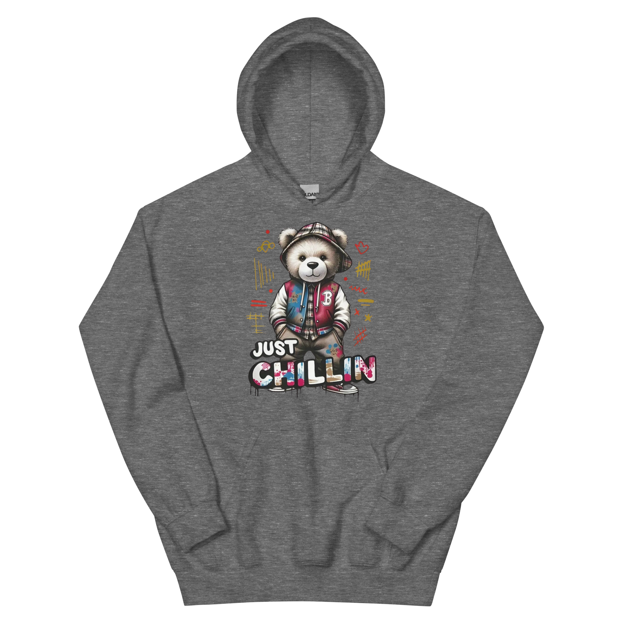 Just Chillin Bear Custom Design Unisex Hoodie Physical Hoodie Style-Junction Graphite Heather S 