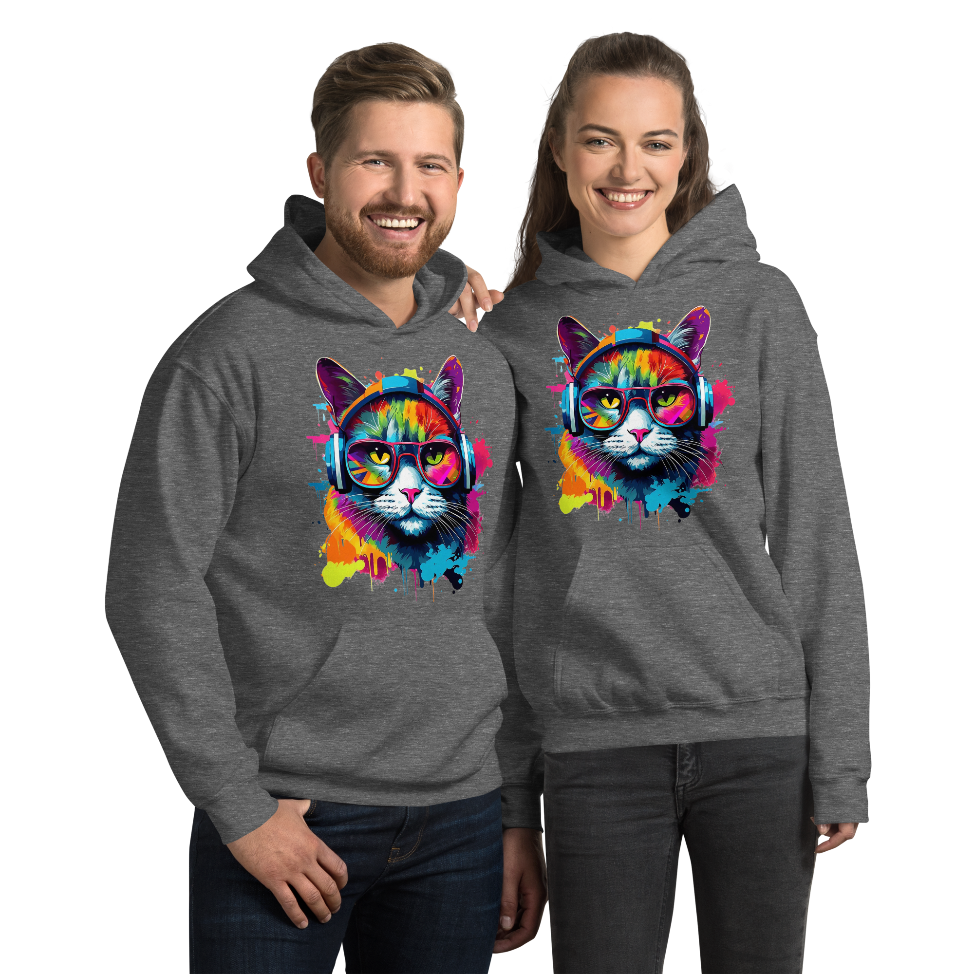 Vibrant DJ Cat Unisex Hoodie - The Ultimate Hoodie for Chill Evenings and Street Style Physical Hoodie Style-Junction Graphite Heather S