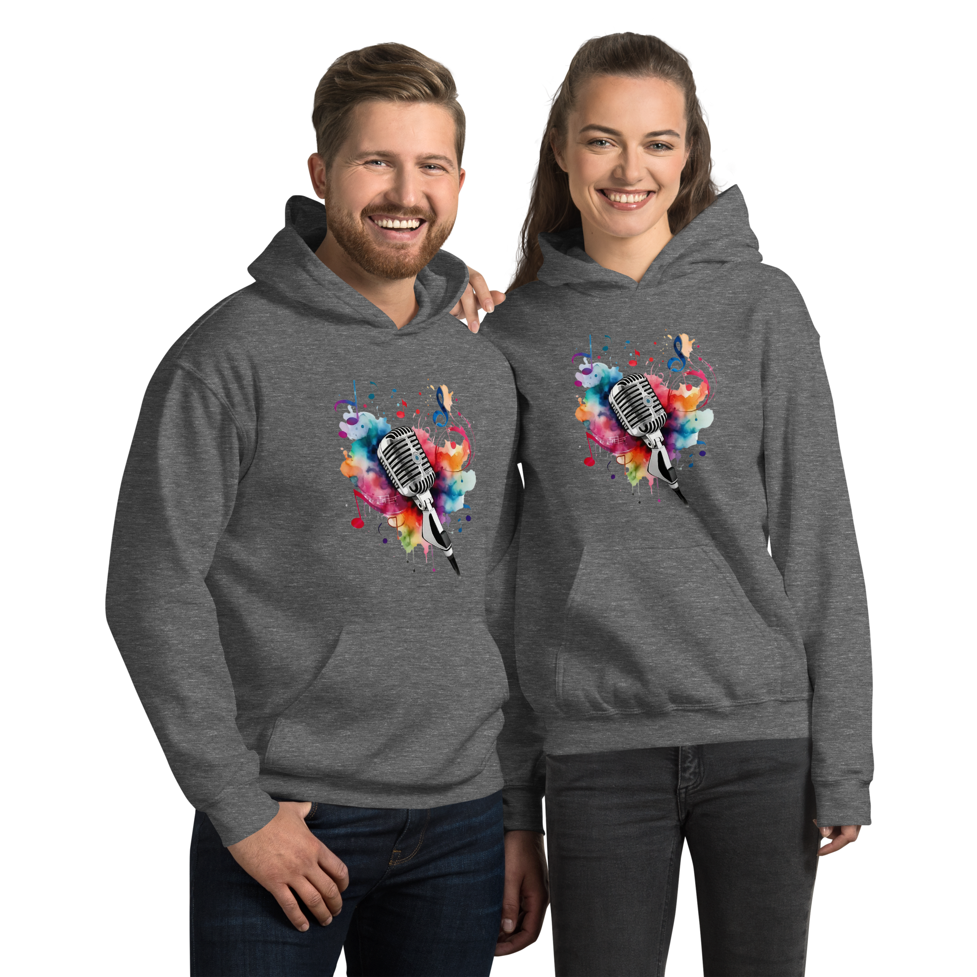 Vibrant Musical Microphone Art Unisex Hoodie Physical Hoodie Style-Junction Graphite Heather S