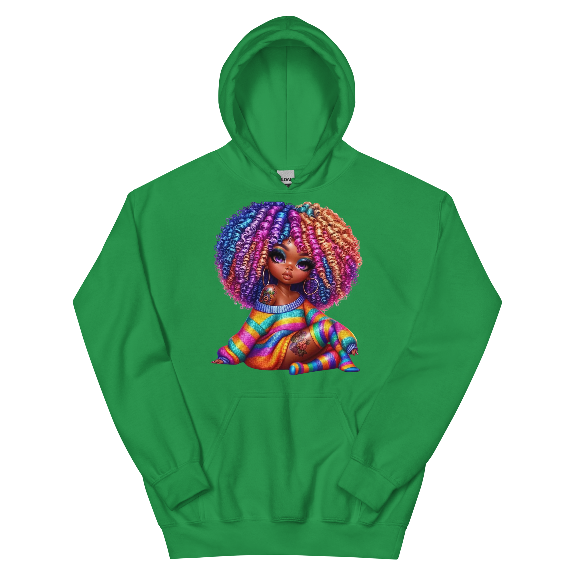 Beautiful Rainbow Girl Design | Women’s Custom Hoodie Physical Hoodie Style-Junction Irish Green S 