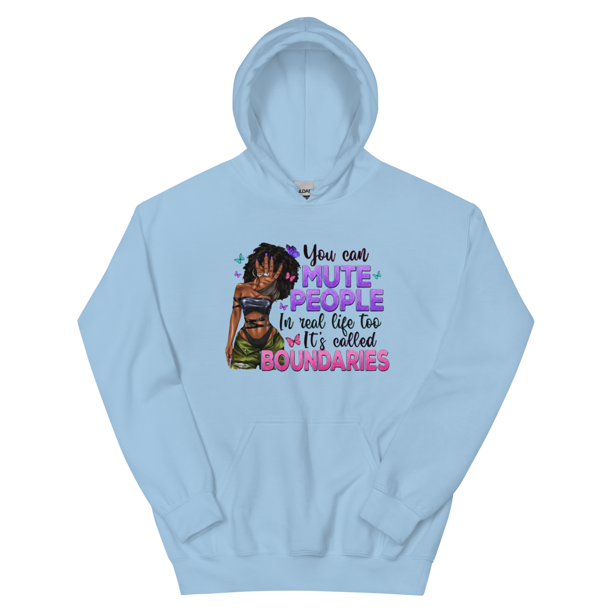 You Can Mute People In Real Life It's Called Boundaries Custom Design Unisex Hoodie Physical Hoodie Style-Junction Light Blue S 