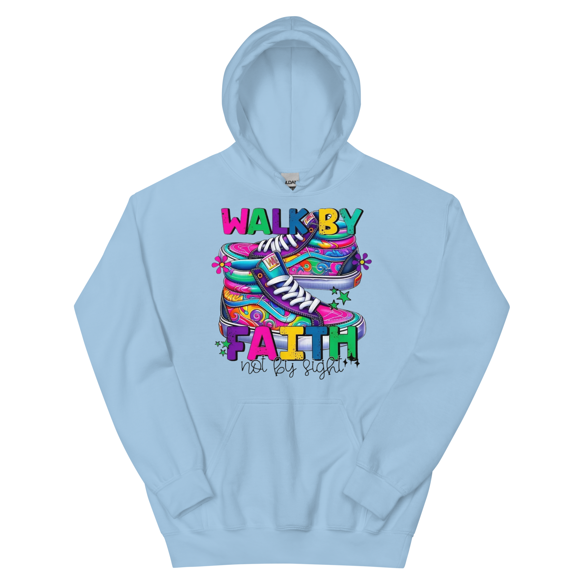 Walk By Faith Custom Design Unisex Hoodie Physical Hoodie Style-Junction Light Blue S 