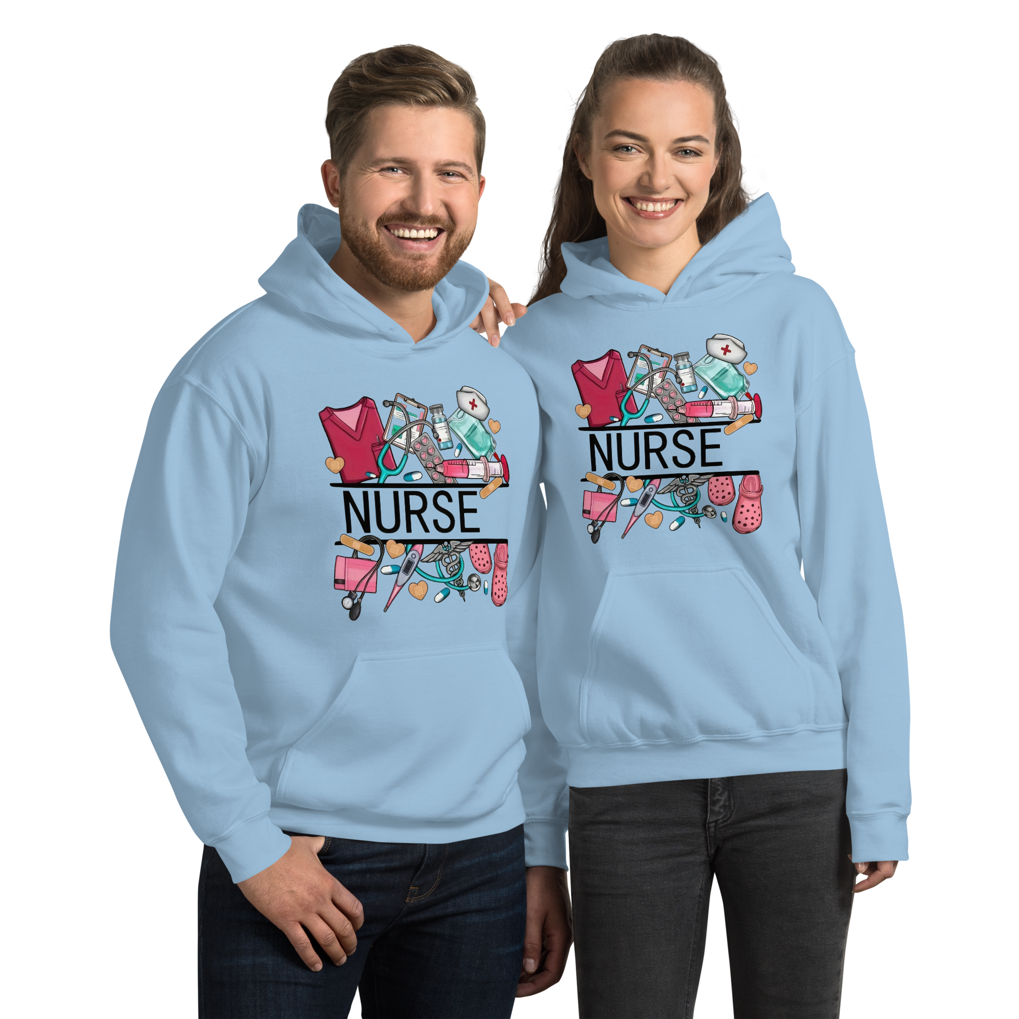 Nurse Unisex Custom Hoodie Physical Hoodie Style-Junction Light Blue S