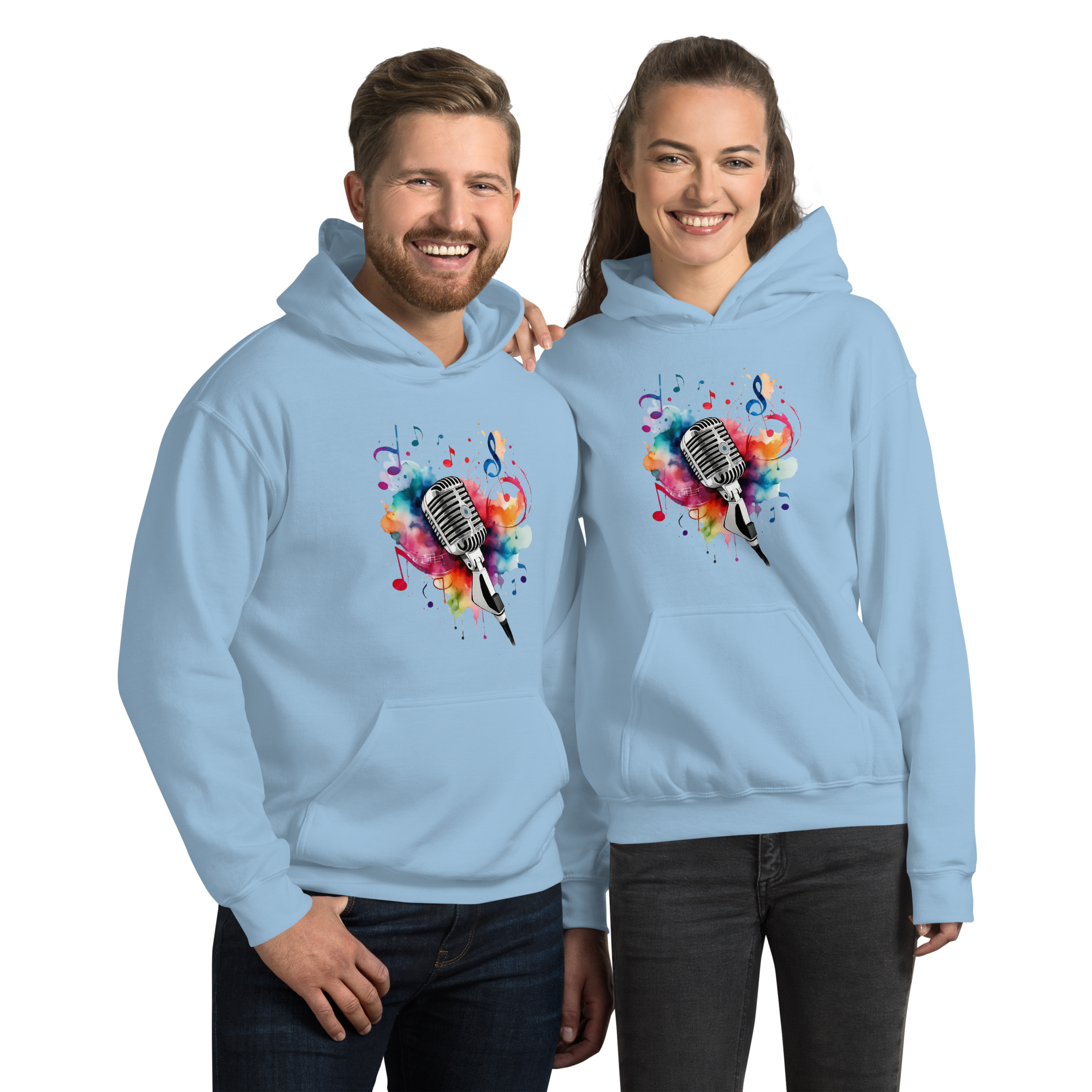 Vibrant Musical Microphone Art Unisex Hoodie Physical Hoodie Style-Junction