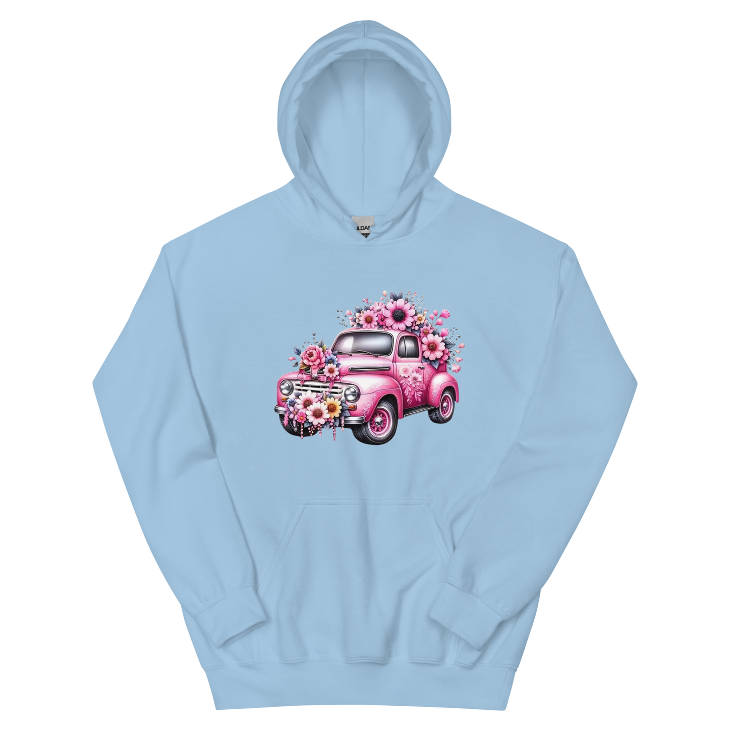 Pink Flower Chevy Truck Women's Hoodie Physical Hoodie Style-Junction Custom Designs & Prints