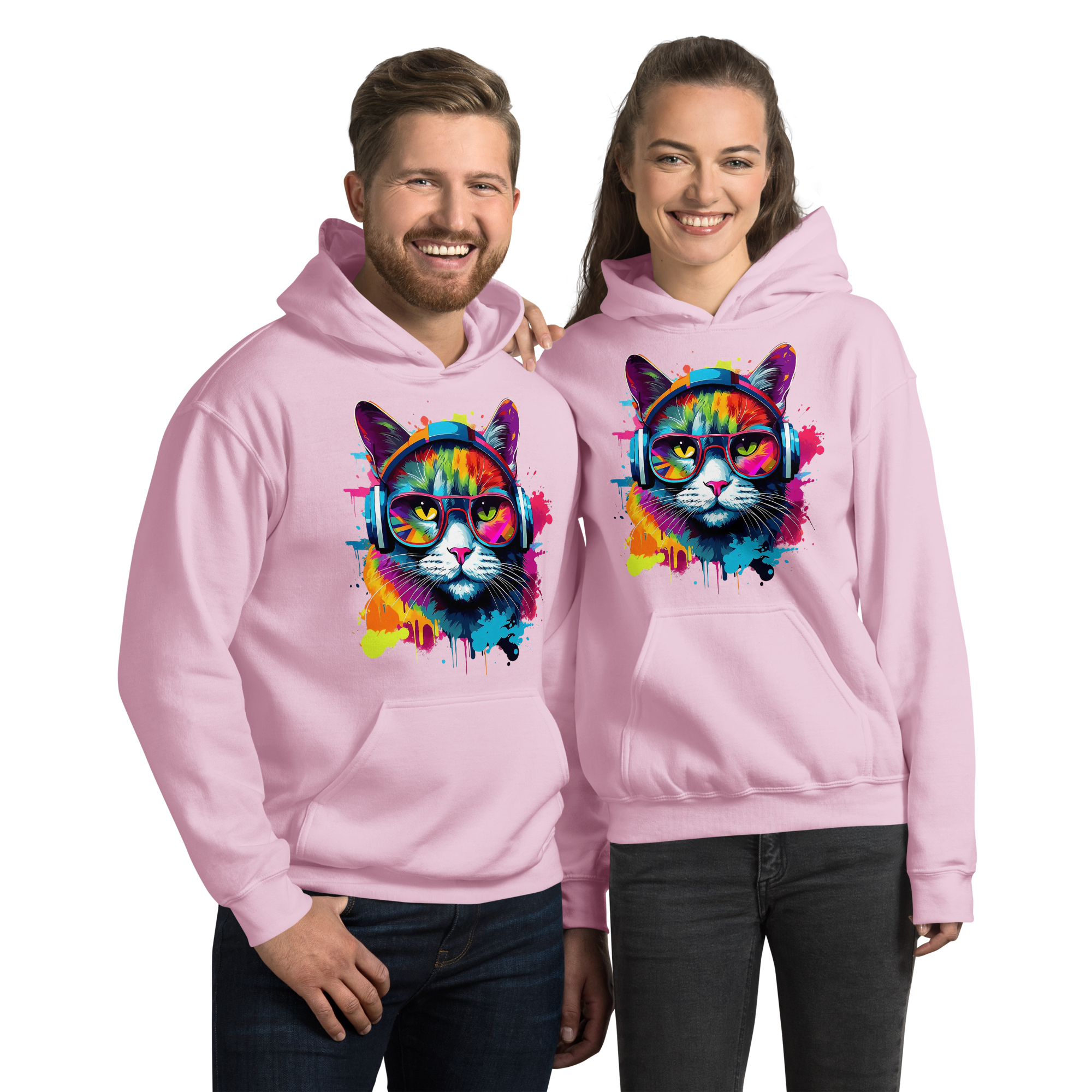 Vibrant DJ Cat Unisex Hoodie - The Ultimate Hoodie for Chill Evenings and Street Style Physical Hoodie Style-Junction