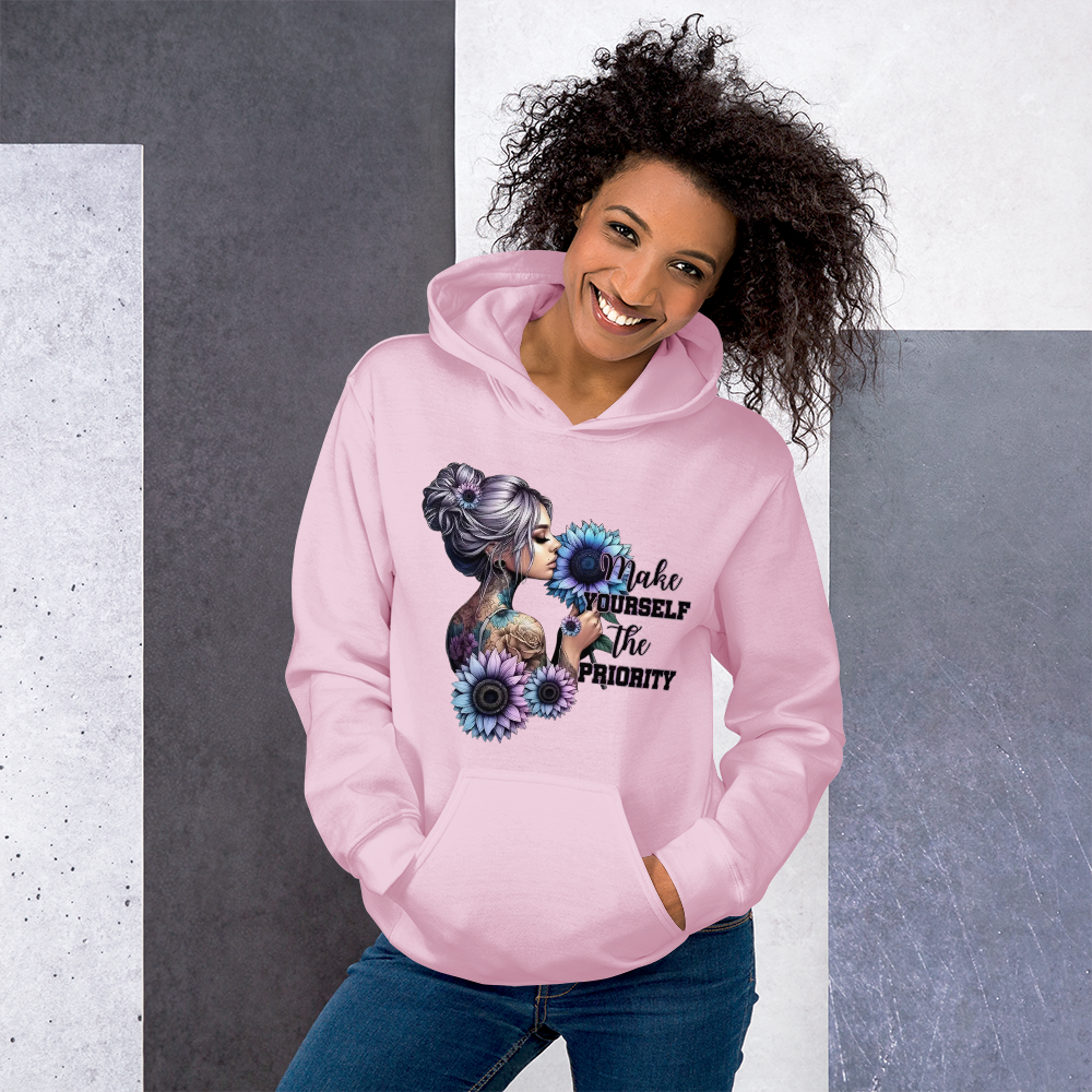 Make Yourself The Priority Hoodie - Women's Go-To for Cooler Evenings Physical Hoodie Style-Junction