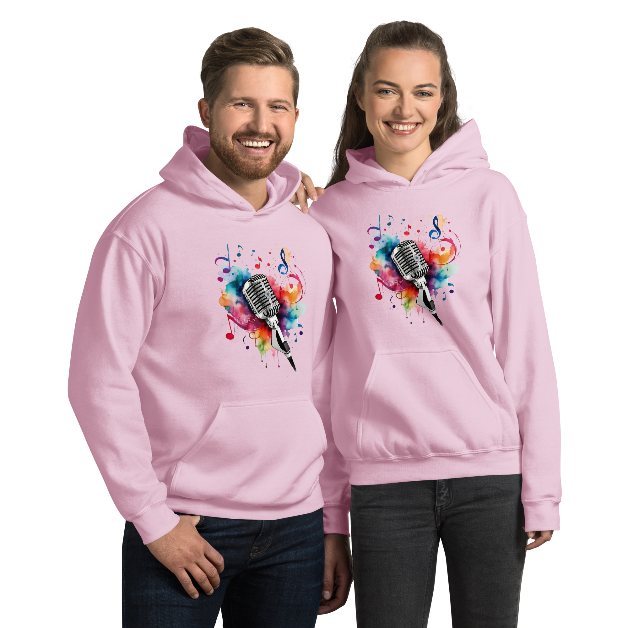 Vibrant Musical Microphone Art Unisex Hoodie Physical Hoodie Style-Junction