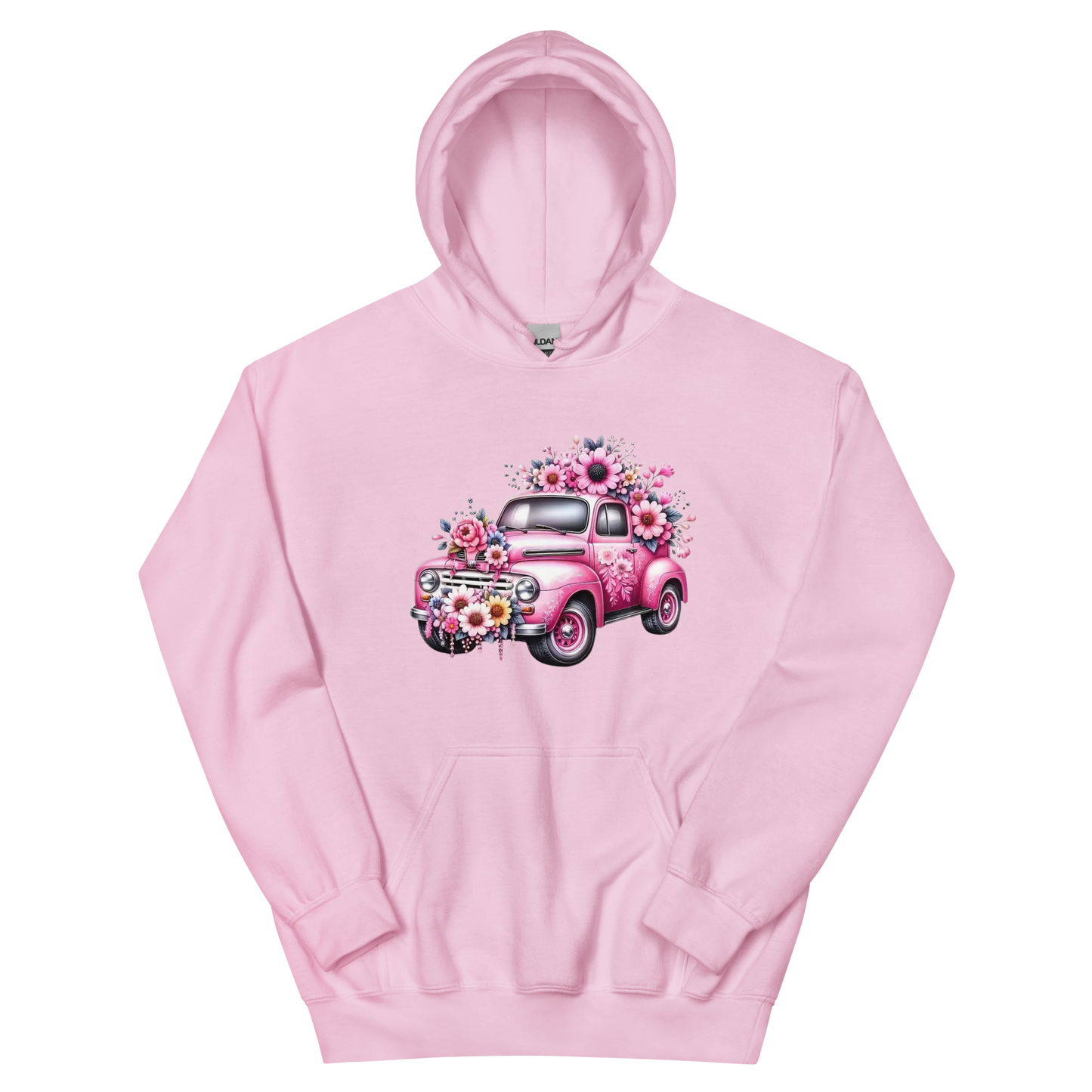 Pink Flower Chevy Truck Women's Hoodie Physical Hoodie Style-Junction Custom Designs & Prints