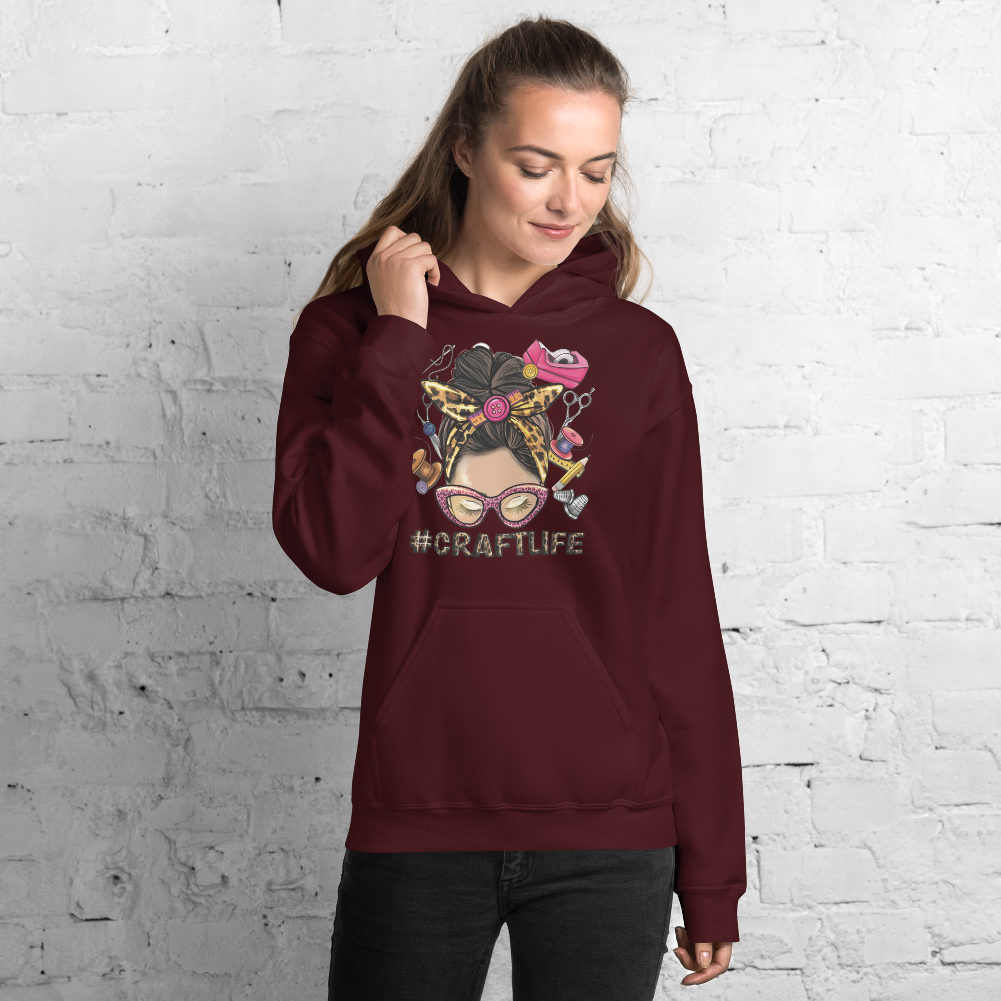 Craft Life Womens Custom Hoodie Physical Hoodie Style-Junction Maroon S 