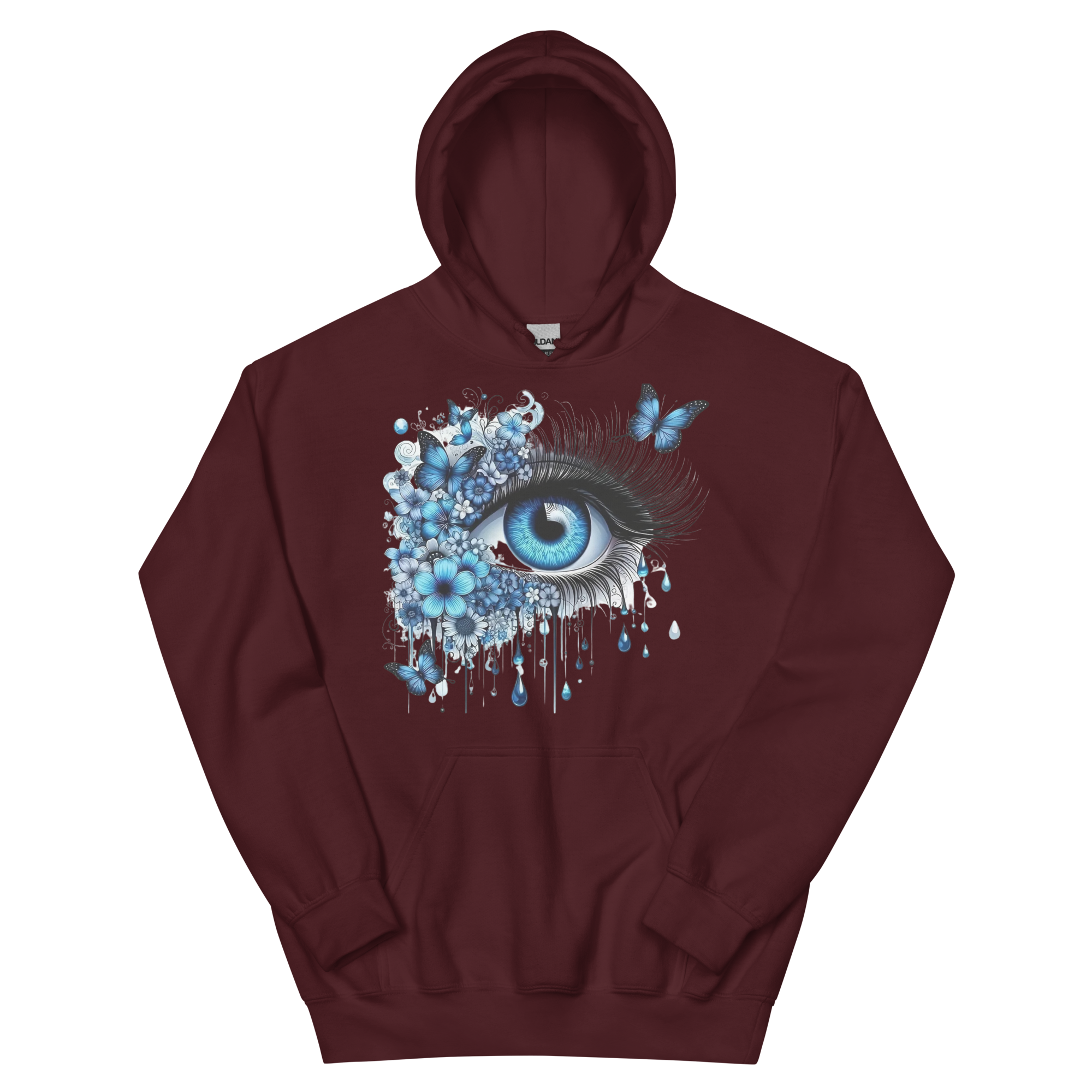 Tears of Blue Elegance Unisex Hoodie - Premium Cotton and Polyester Blend for Ultimate Comfort Physical Hoodie Style-Junction Maroon S