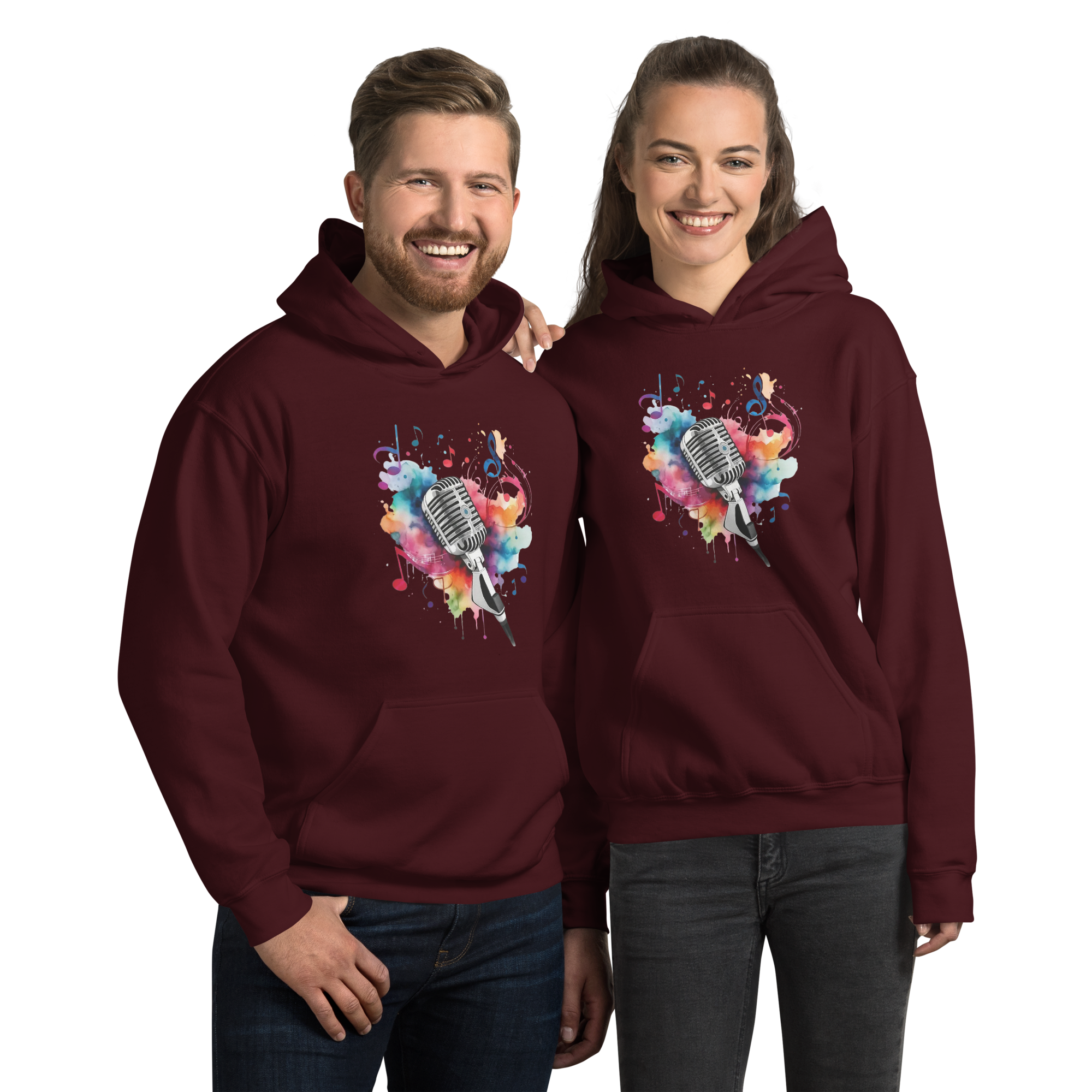 Vibrant Musical Microphone Art Unisex Hoodie Physical Hoodie Style-Junction Maroon S