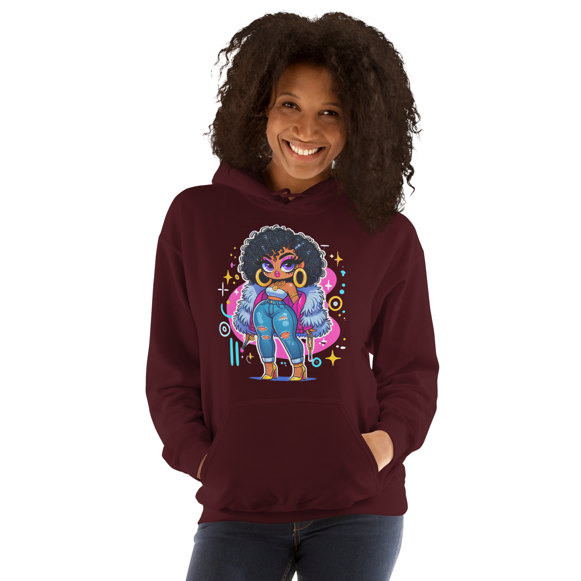 Fierce Diva Luxe Women's Hoodie Physical Hoodie Style-Junction Custom Designs & Prints Maroon S