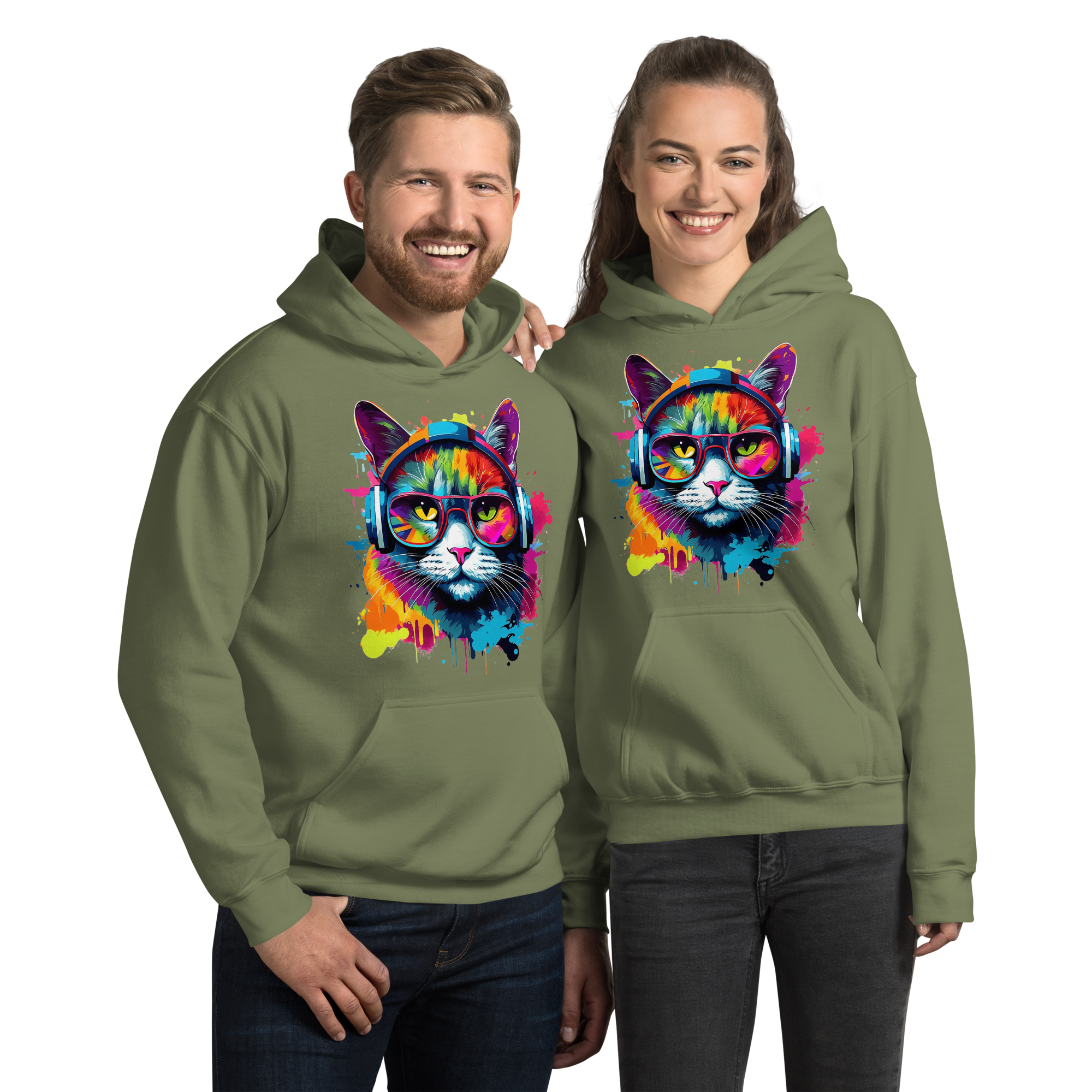 Vibrant DJ Cat Unisex Hoodie - The Ultimate Hoodie for Chill Evenings and Street Style Physical Hoodie Style-Junction