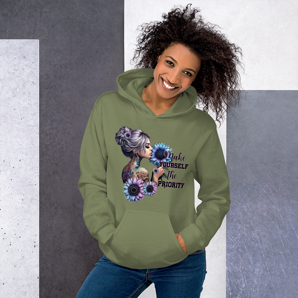 Make Yourself The Priority Hoodie - Women's Go-To for Cooler Evenings Physical Hoodie Style-Junction