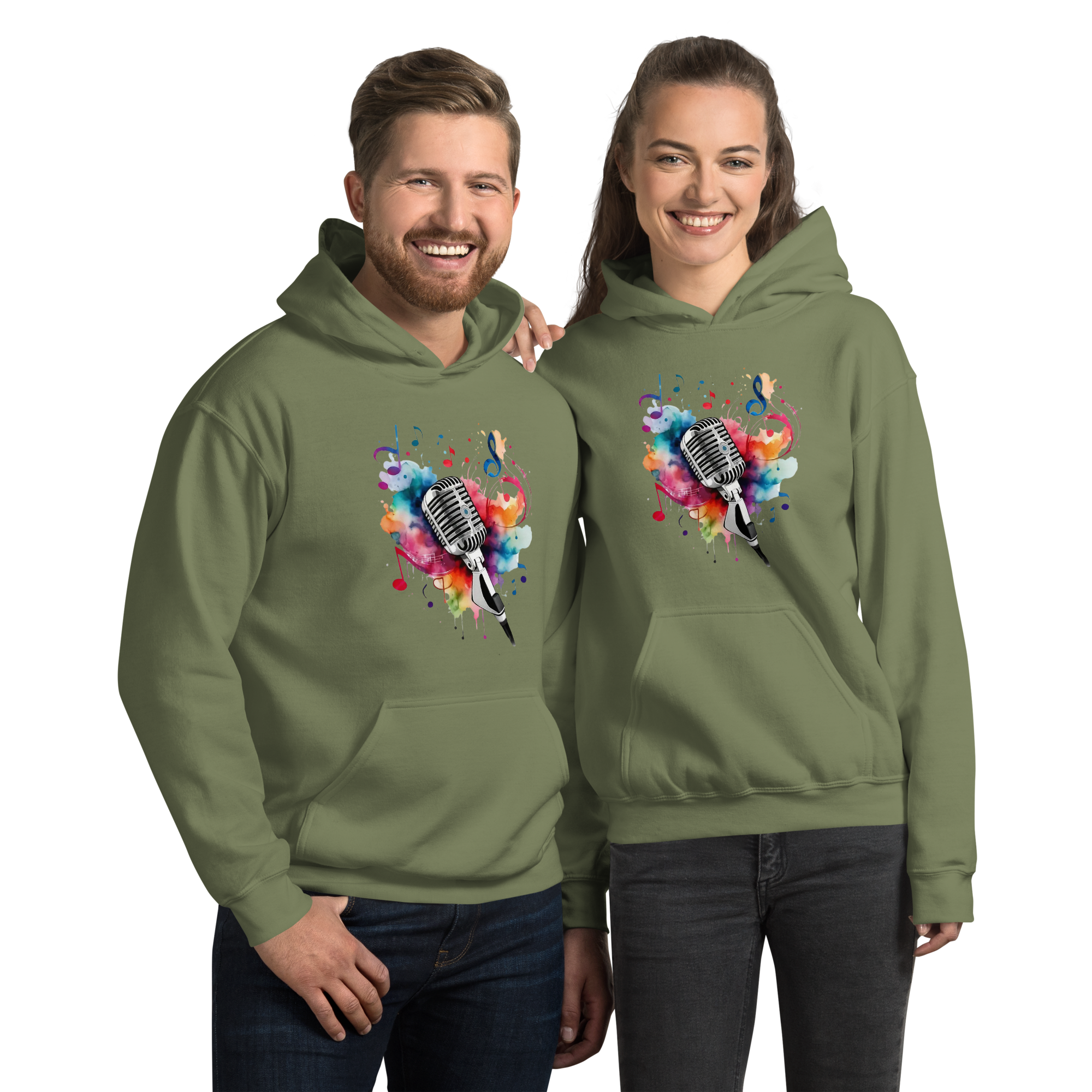 Vibrant Musical Microphone Art Unisex Hoodie Physical Hoodie Style-Junction