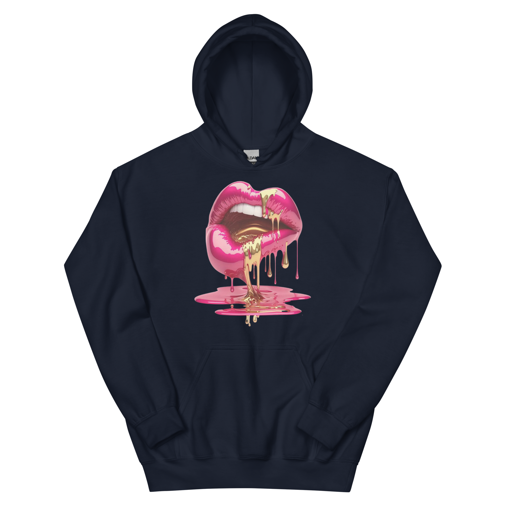 Dripping Lips Custom Design Unisex Hoodie Physical Hoodie Style-Junction Navy S 