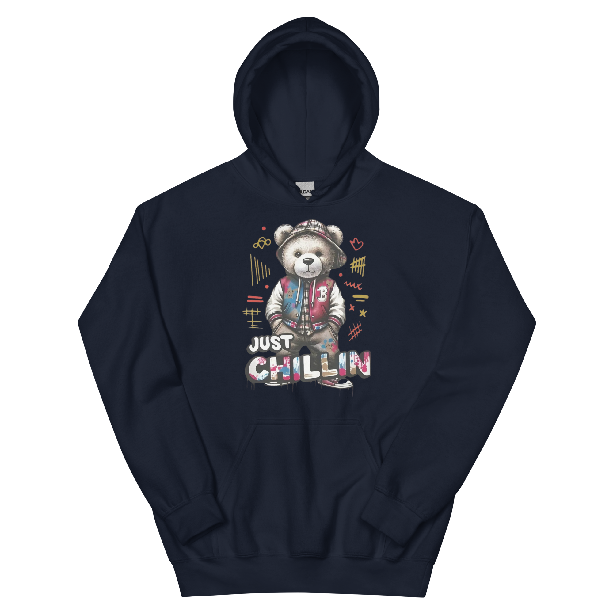 Just Chillin Bear Custom Design Unisex Hoodie Physical Hoodie Style-Junction Navy S 