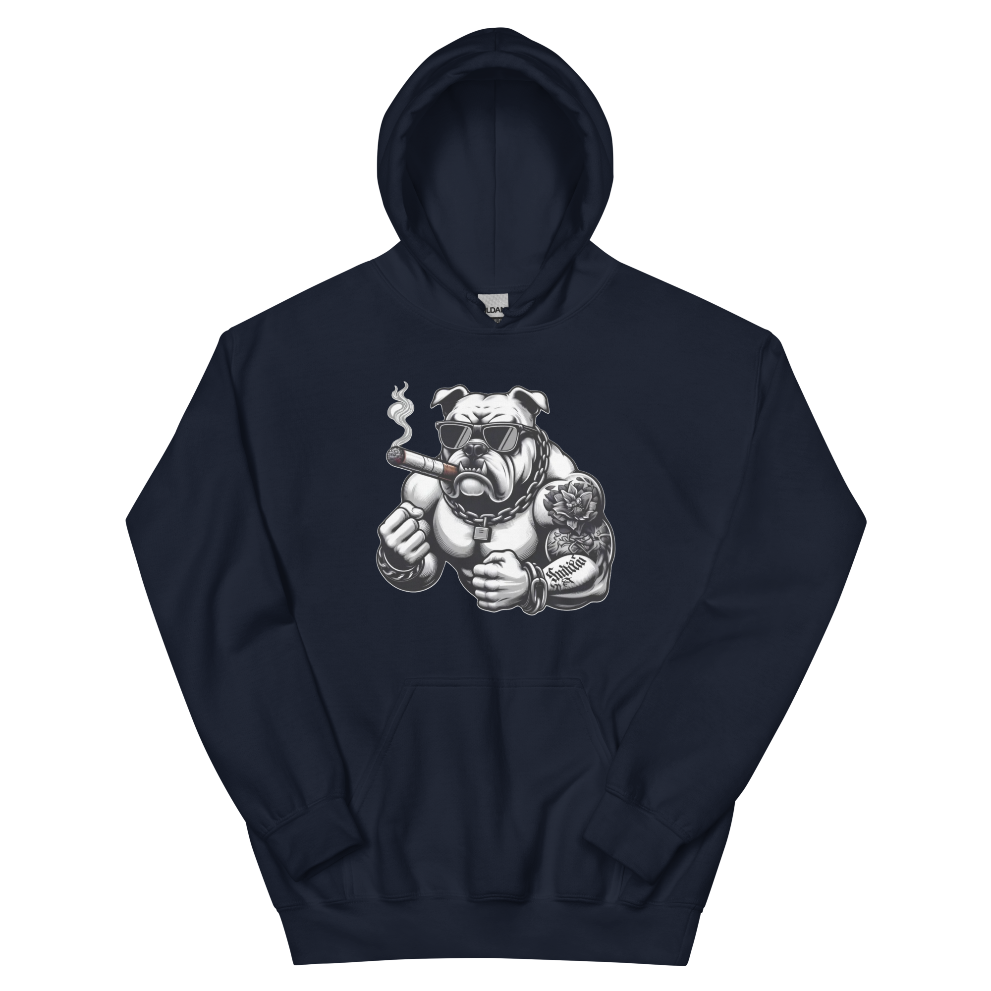 Big Boy Bulldog Design | Men’s Custom Hoodie Physical Hoodie Style-Junction Navy S 