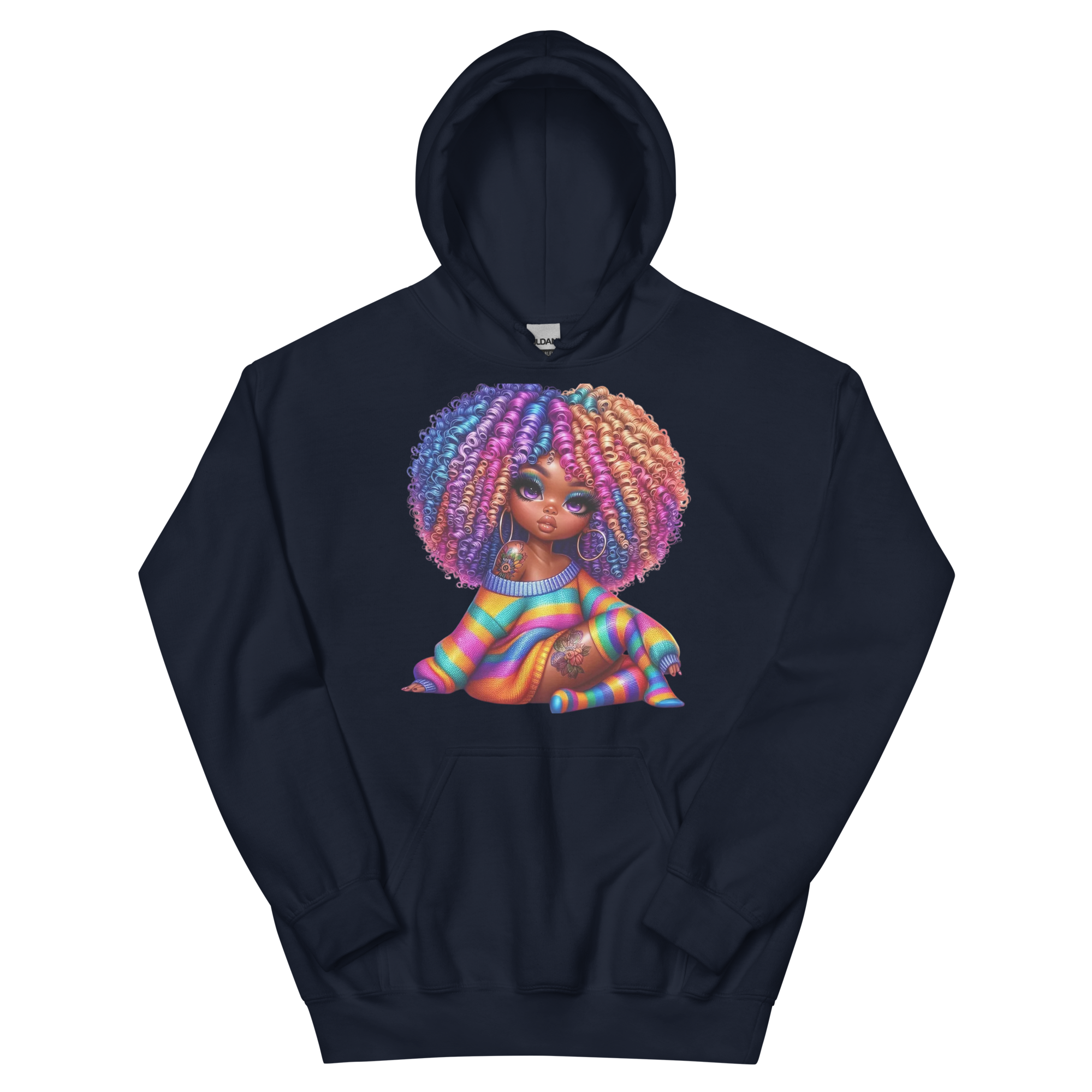 Beautiful Rainbow Girl Design | Women’s Custom Hoodie Physical Hoodie Style-Junction Navy S 