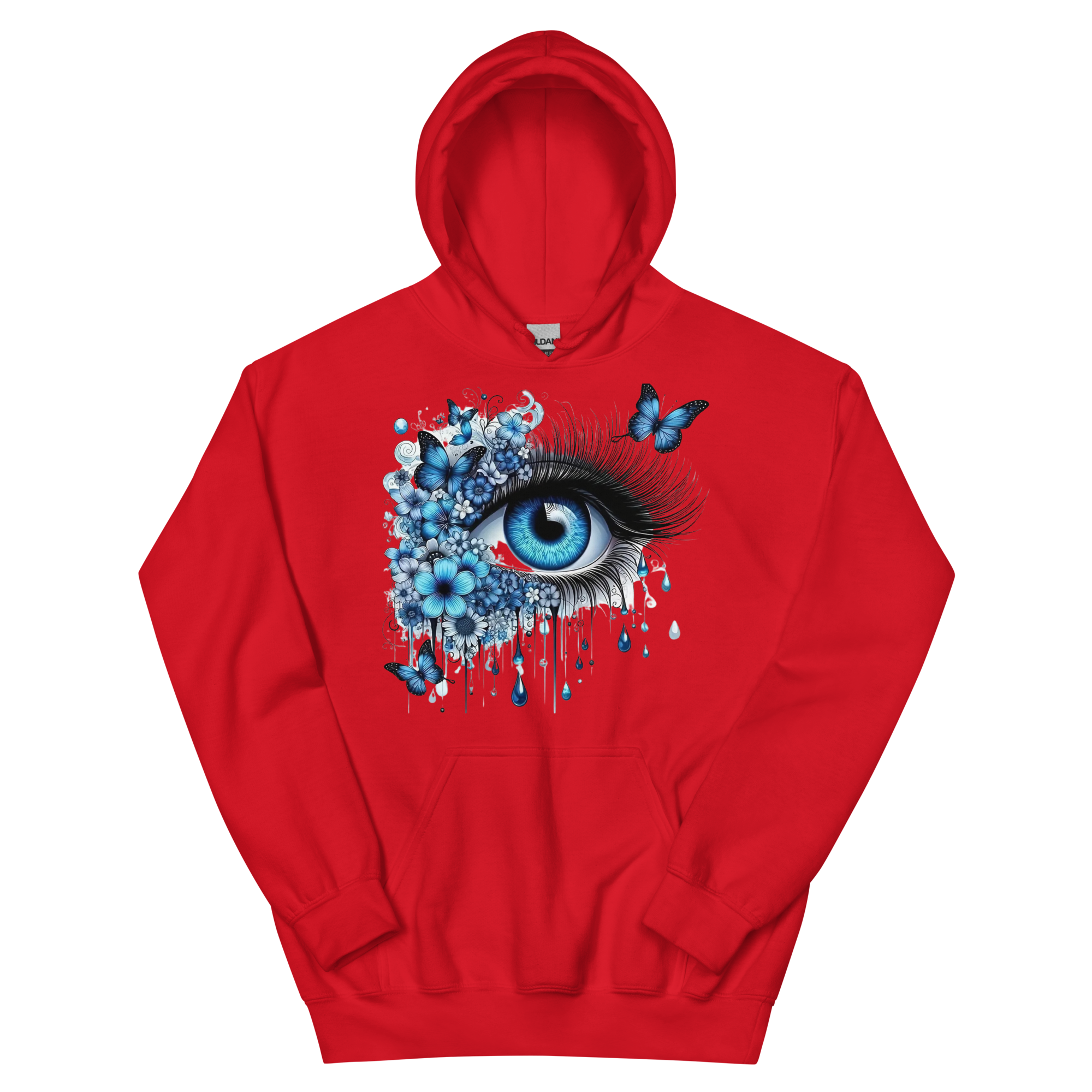 Tears of Blue Elegance Unisex Hoodie - Premium Cotton and Polyester Blend for Ultimate Comfort Physical Hoodie Style-Junction Red S