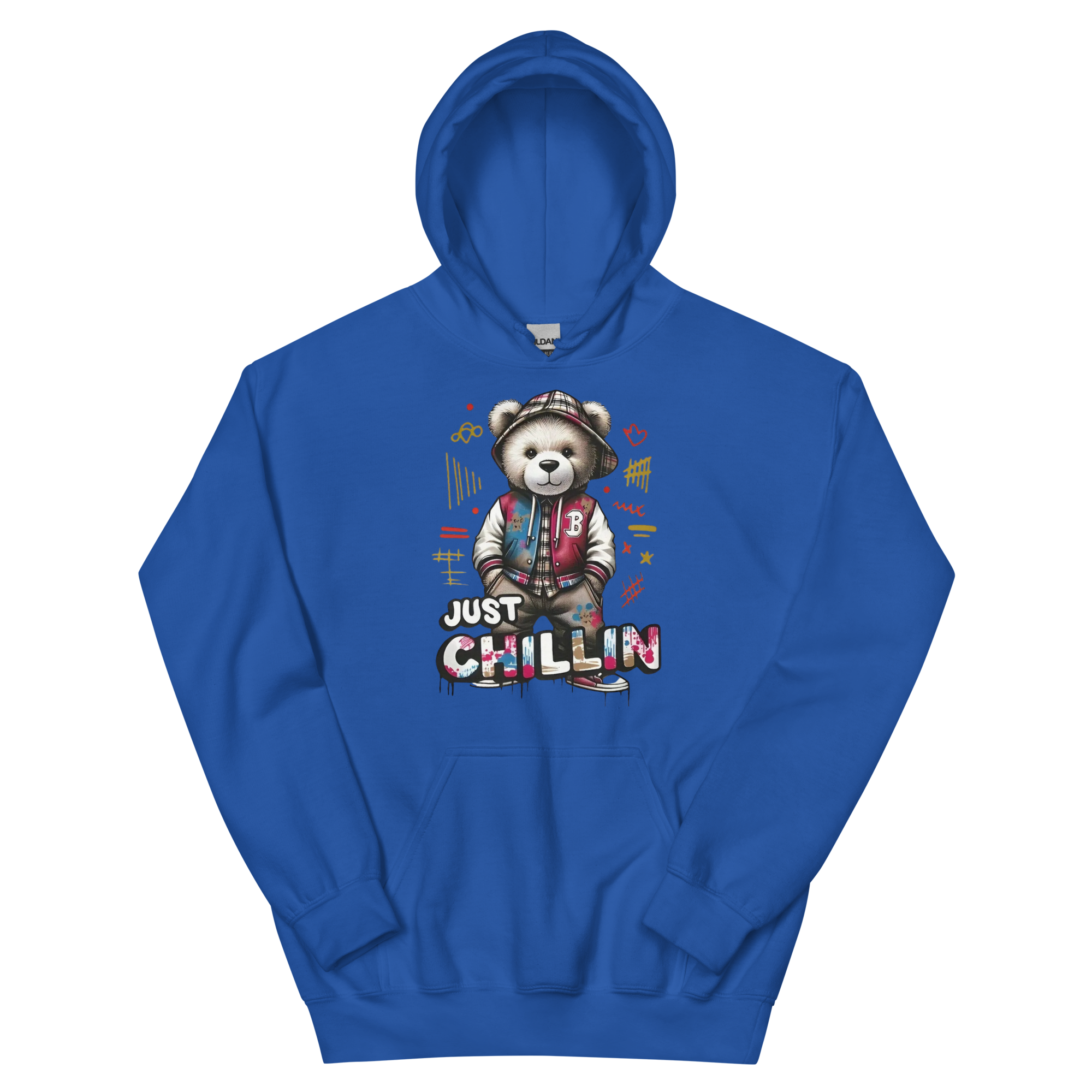 Just Chillin Bear Custom Design Unisex Hoodie Physical Hoodie Style-Junction Royal S 