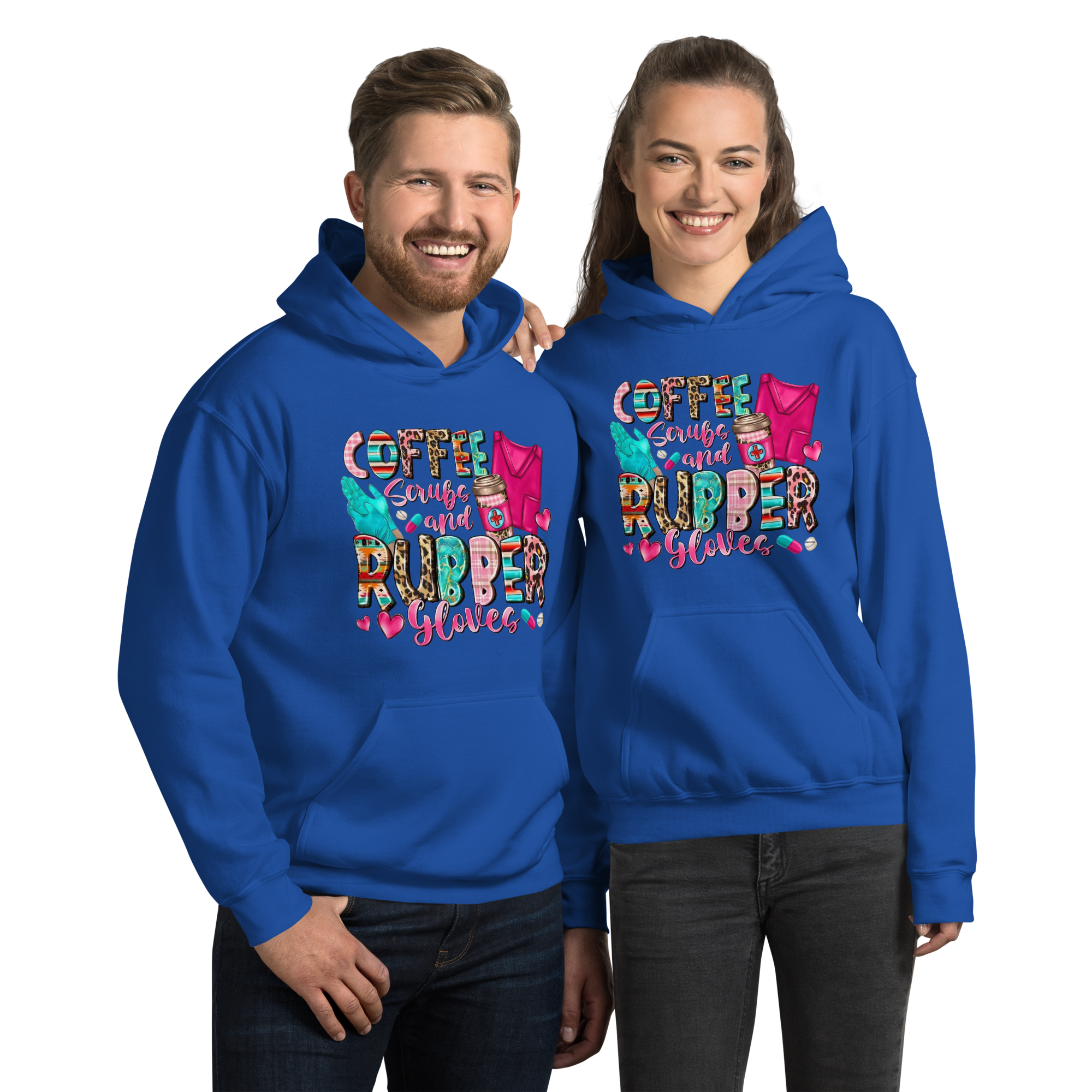 Coffee Scrubs and Rubber Gloves Unisex Custom Hoodie Physical Hoodie Style-Junction Royal S