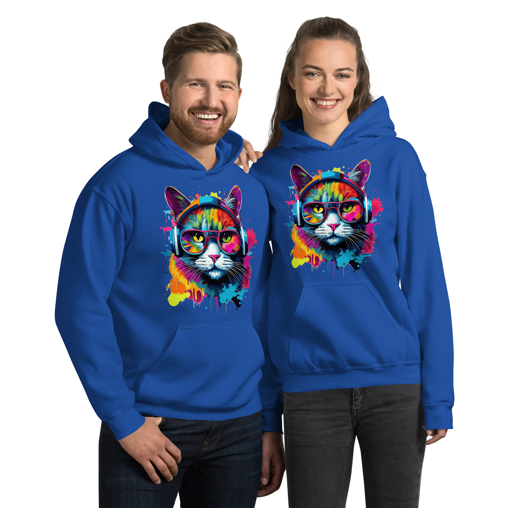 Vibrant DJ Cat Unisex Hoodie - The Ultimate Hoodie for Chill Evenings and Street Style Physical Hoodie Style-Junction Royal S