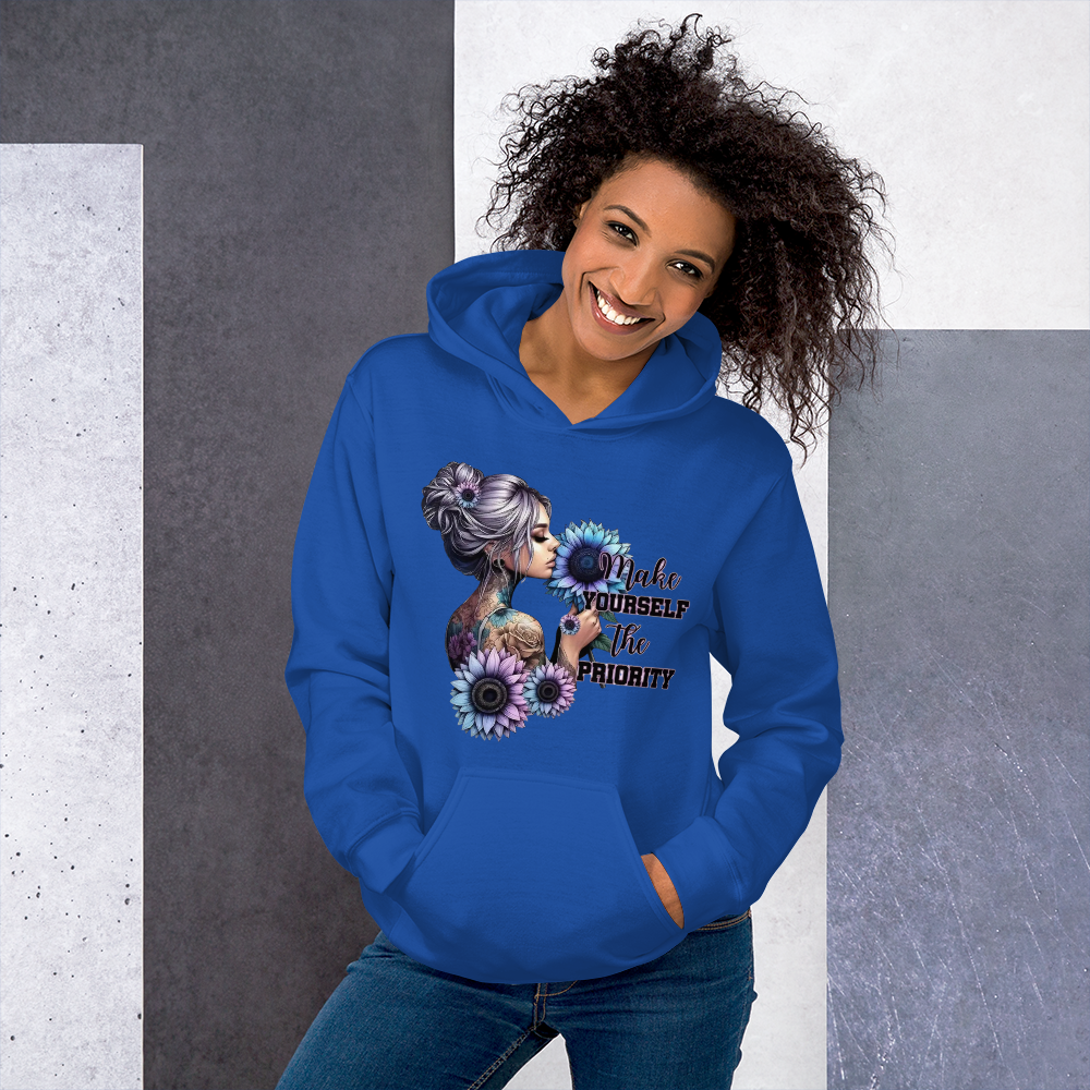 Make Yourself The Priority Hoodie - Women's Go-To for Cooler Evenings Physical Hoodie Style-Junction Royal S