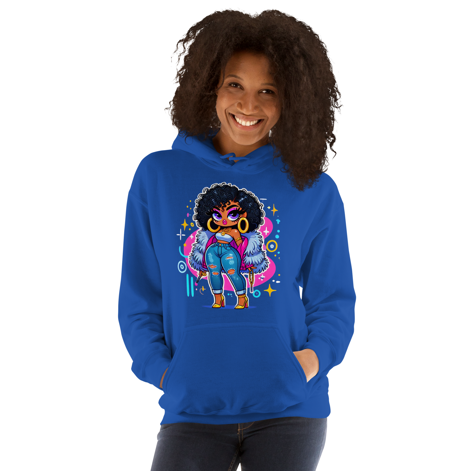 Fierce Diva Luxe Women's Hoodie Physical Hoodie Style-Junction Custom Designs & Prints Royal S